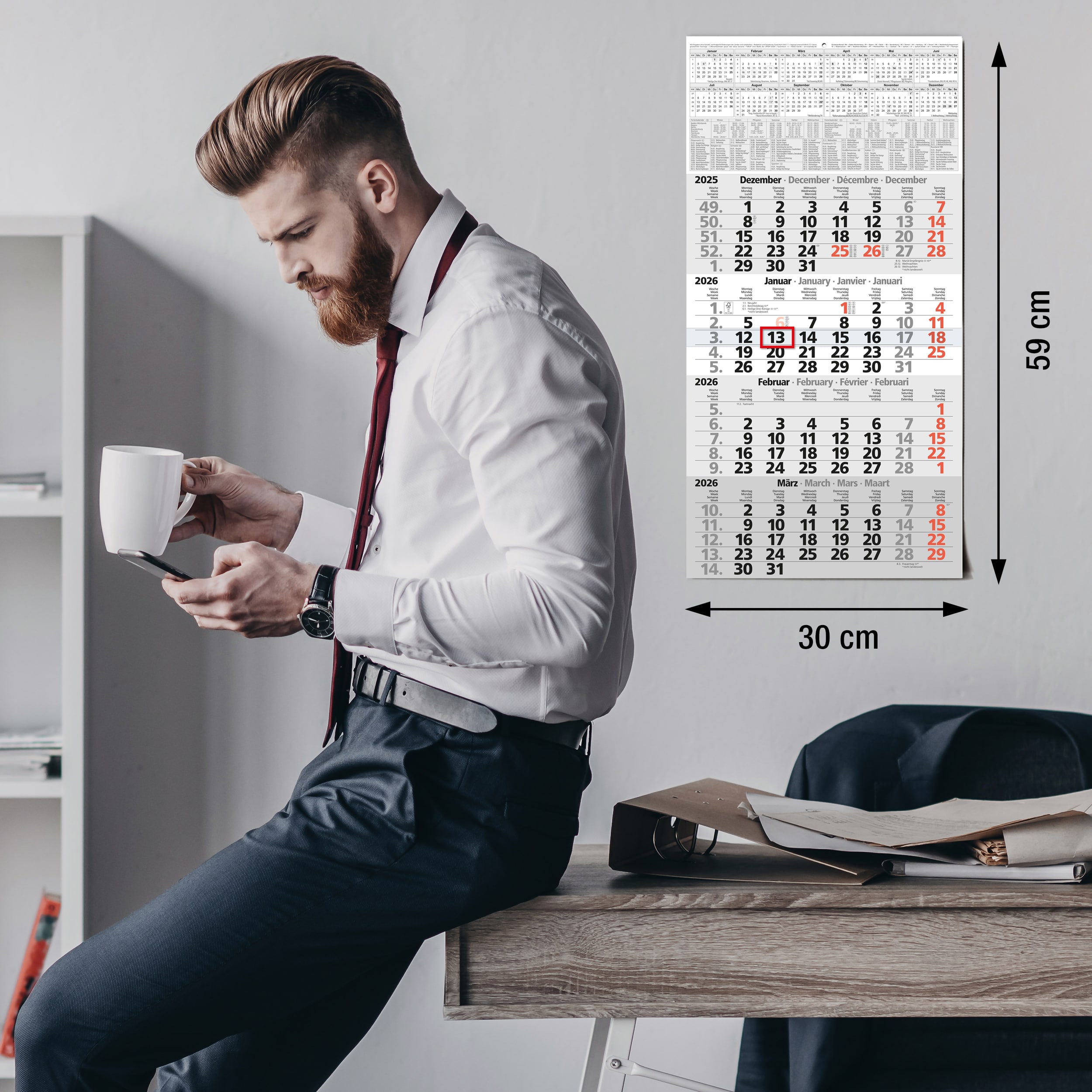4-Monatskalender 2026 Einblatt