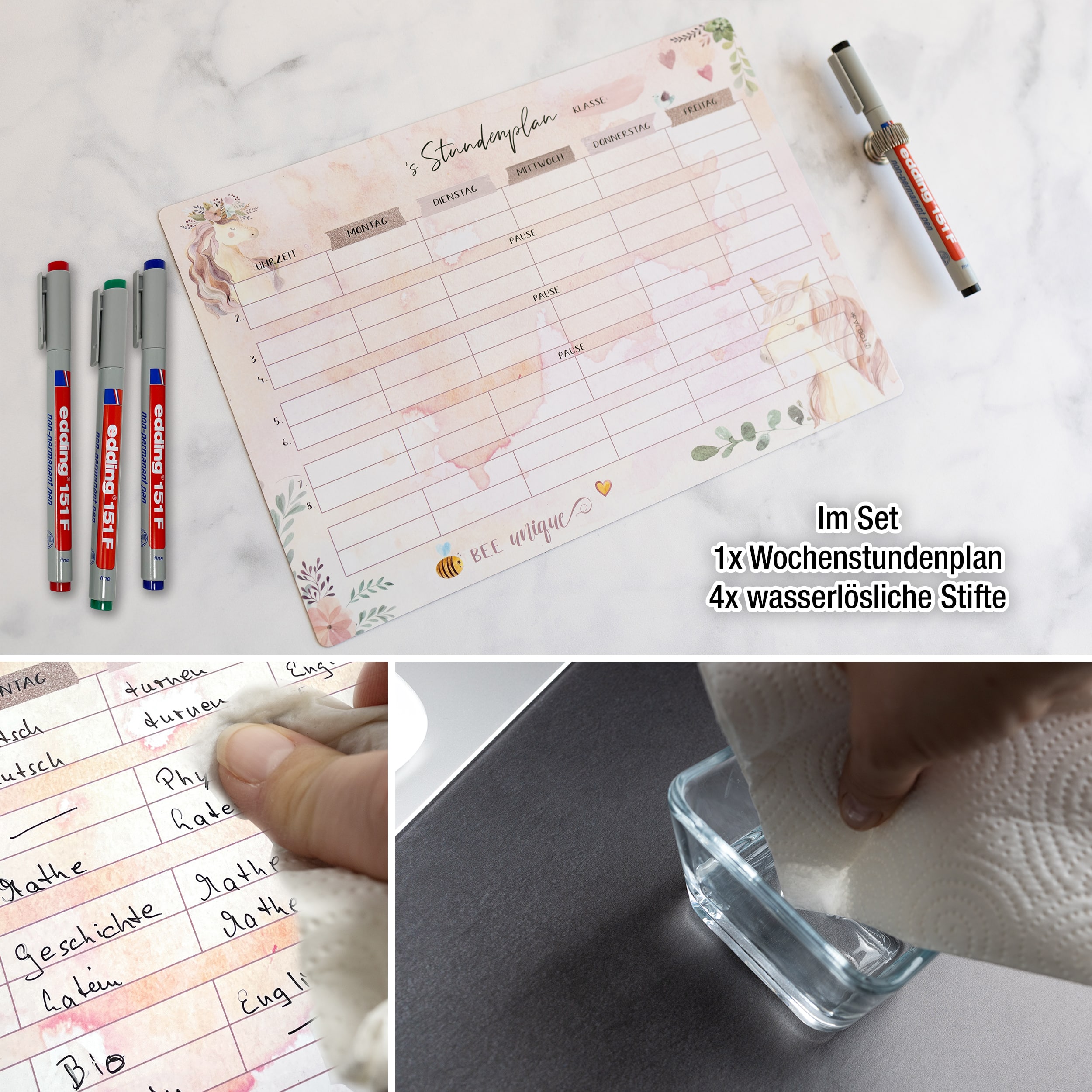 Stundenplan magnetisch +4 Stifte