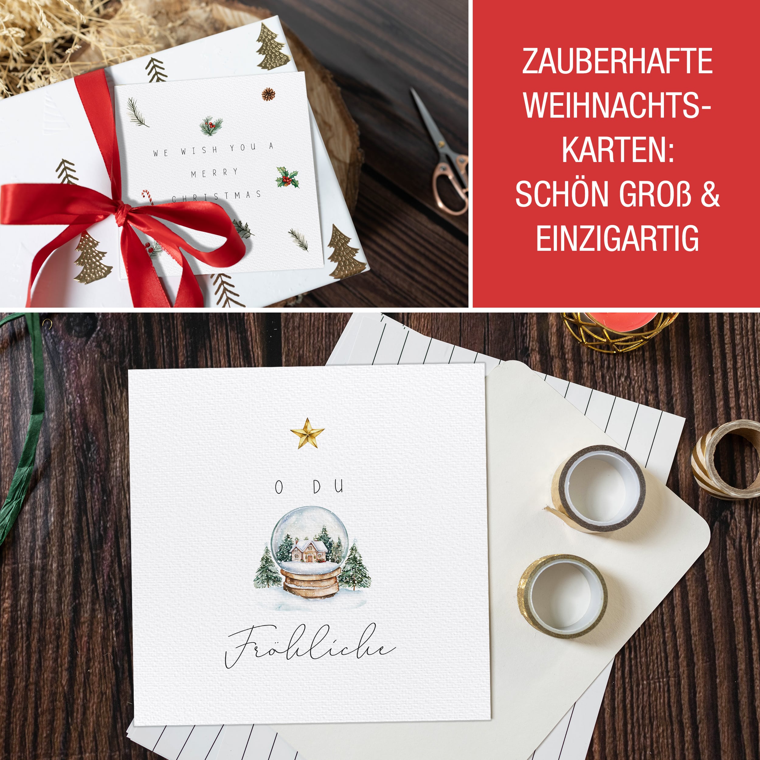 XXL Weihnachtskarten Set inkl. Stickern – 10er Set