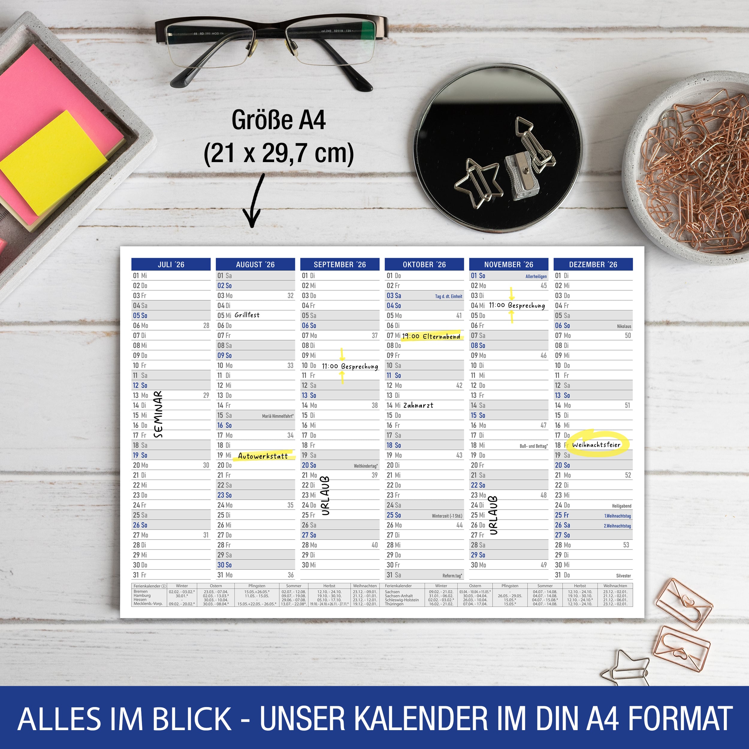 Tafelkalender 2026 "Blau"