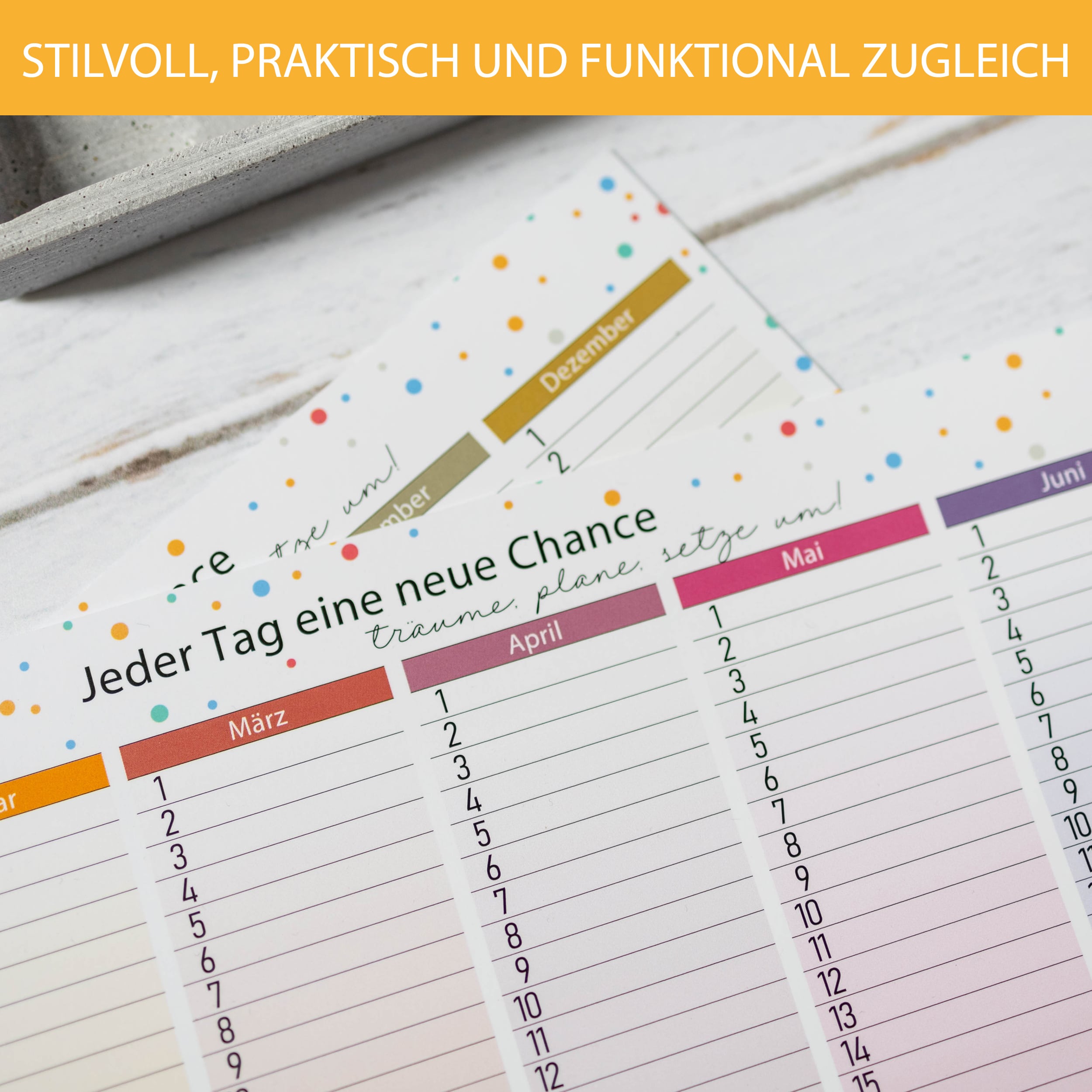 Immerwährend Kalender A4 "bunt" abwischbar