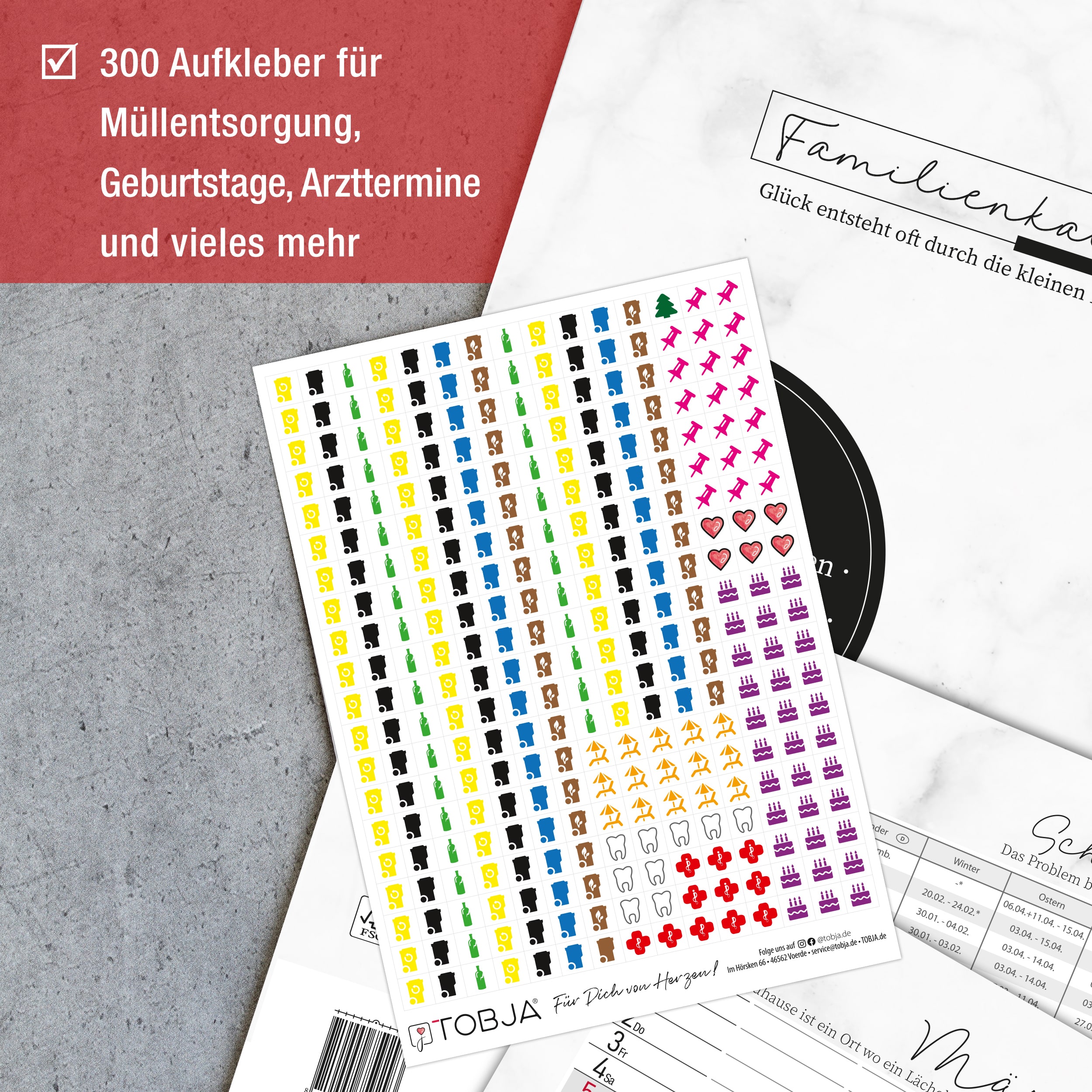 Familienkalender 2026 "Marmor Line"