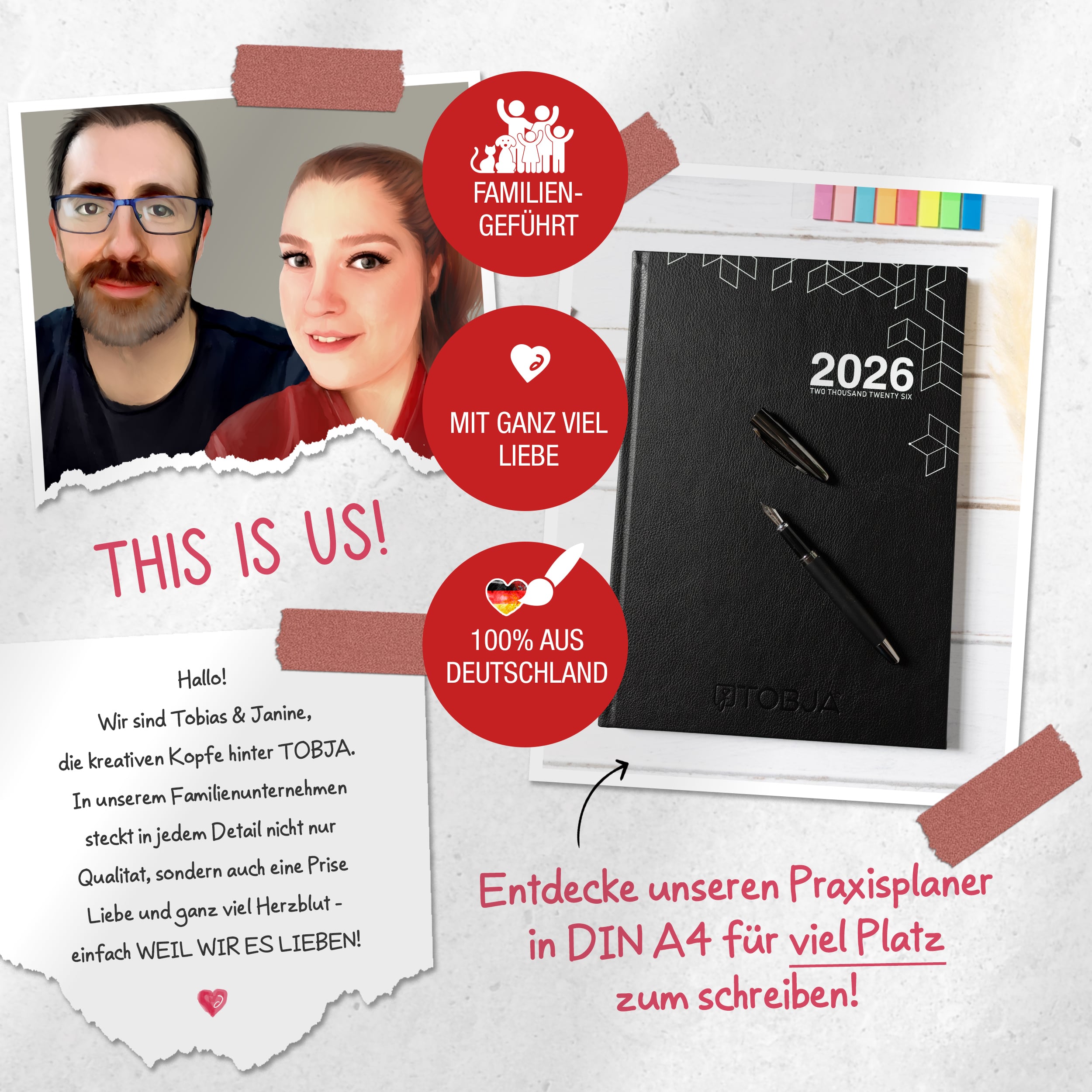 Taschenkalender 2026 A5 mit 15-Minuten-Taktung