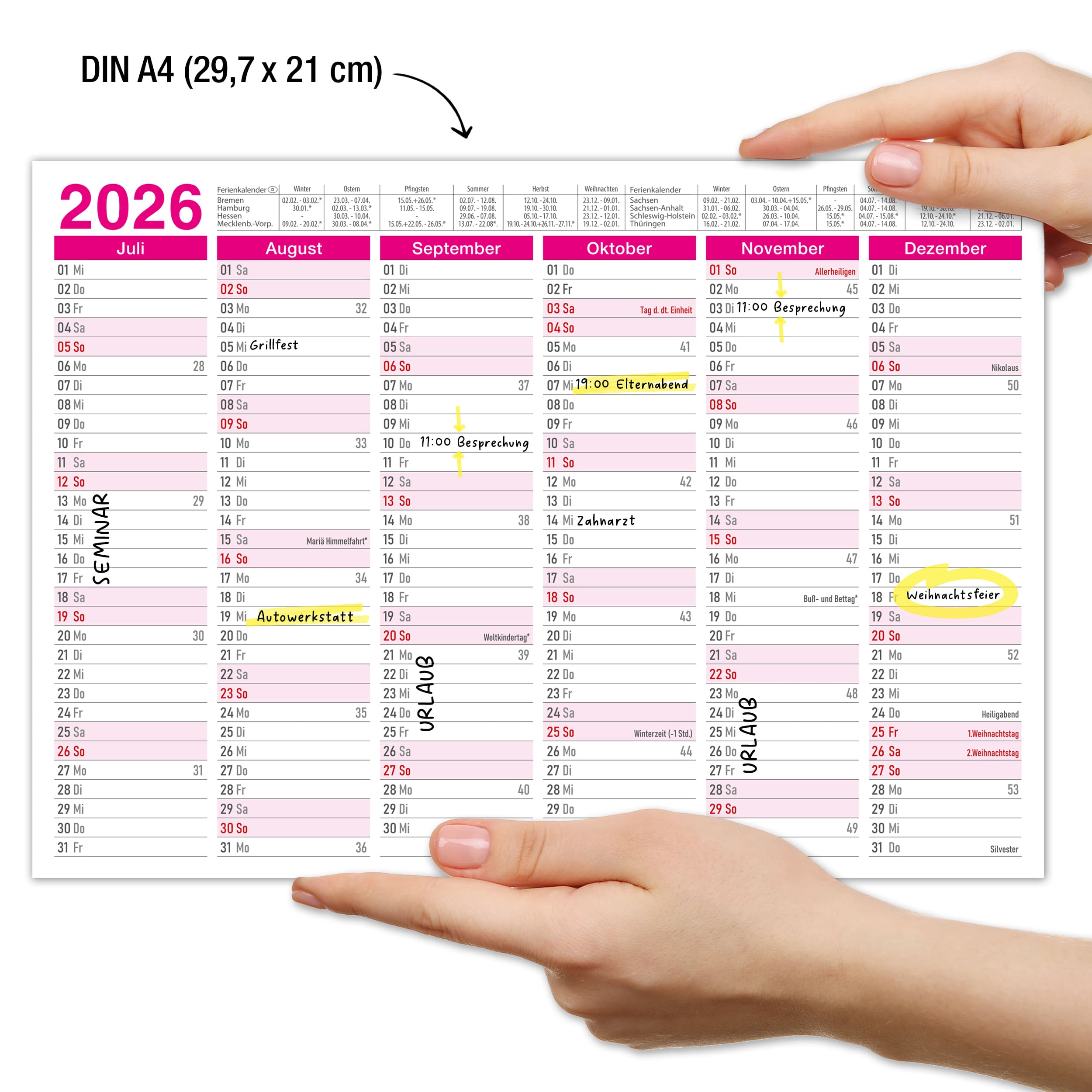 Tafelkalender 2026 "pink"