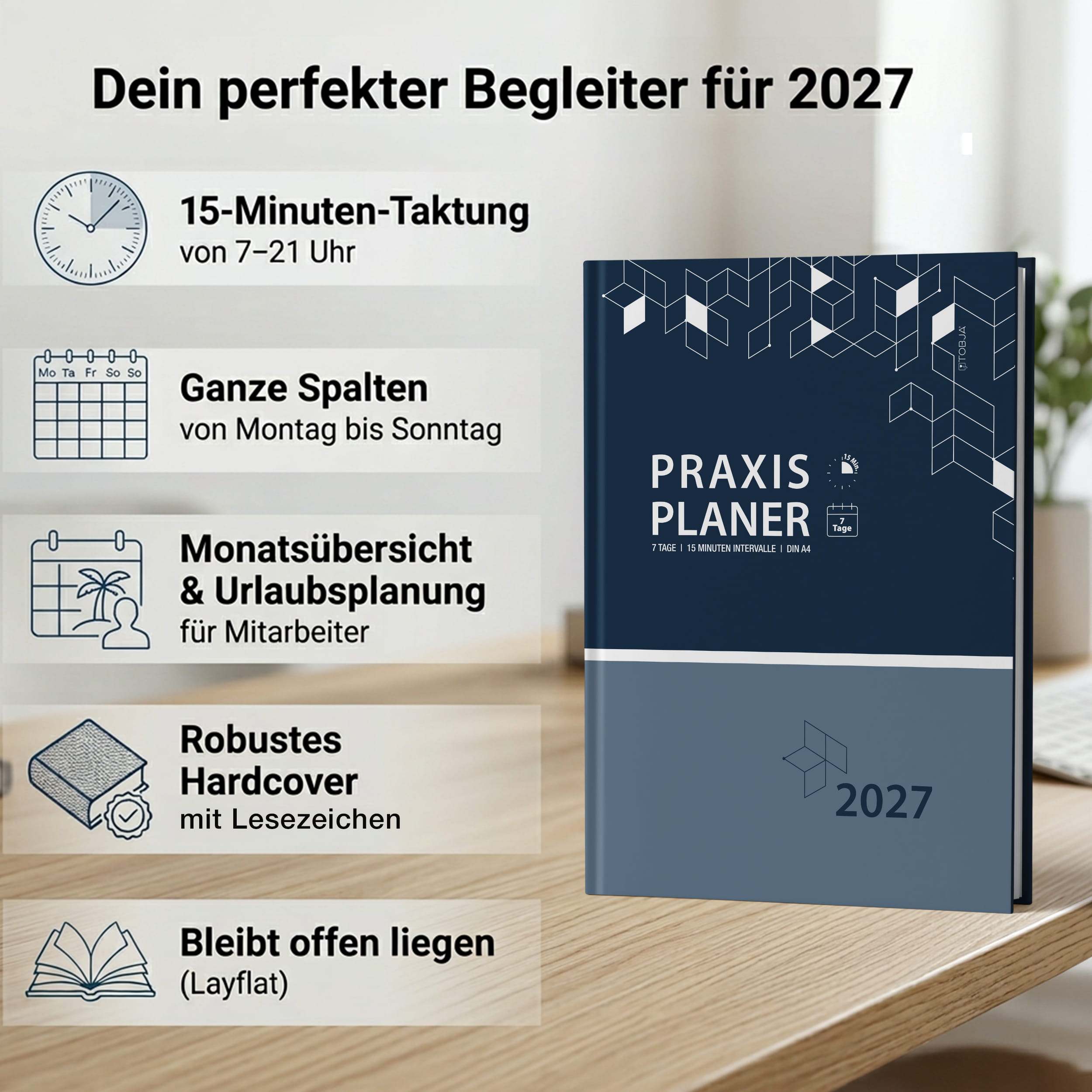 Praxisplaner 2027 A4 Navy Arztpraxis Hardcover