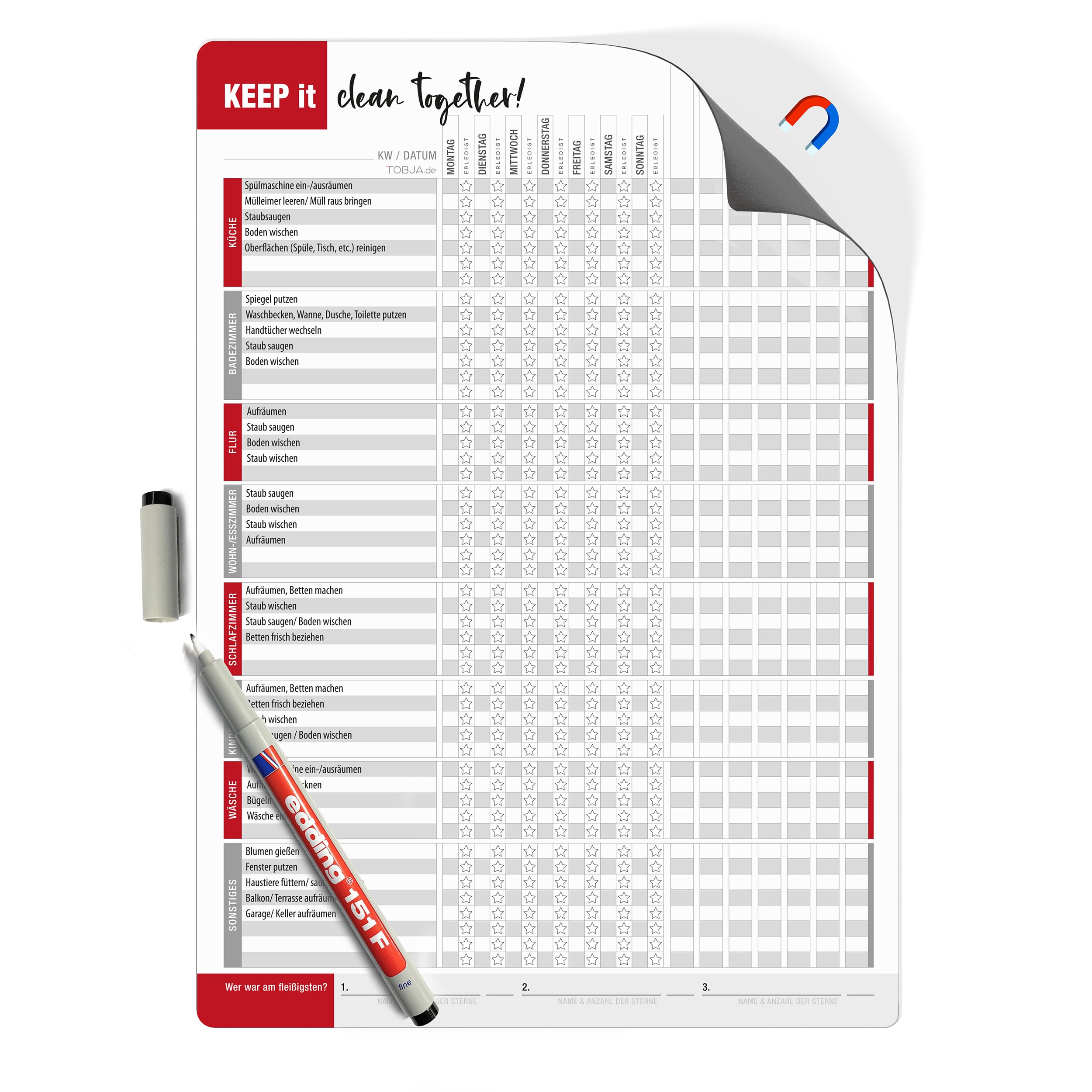 Haushaltsplaner magnetisch inkl. Stift