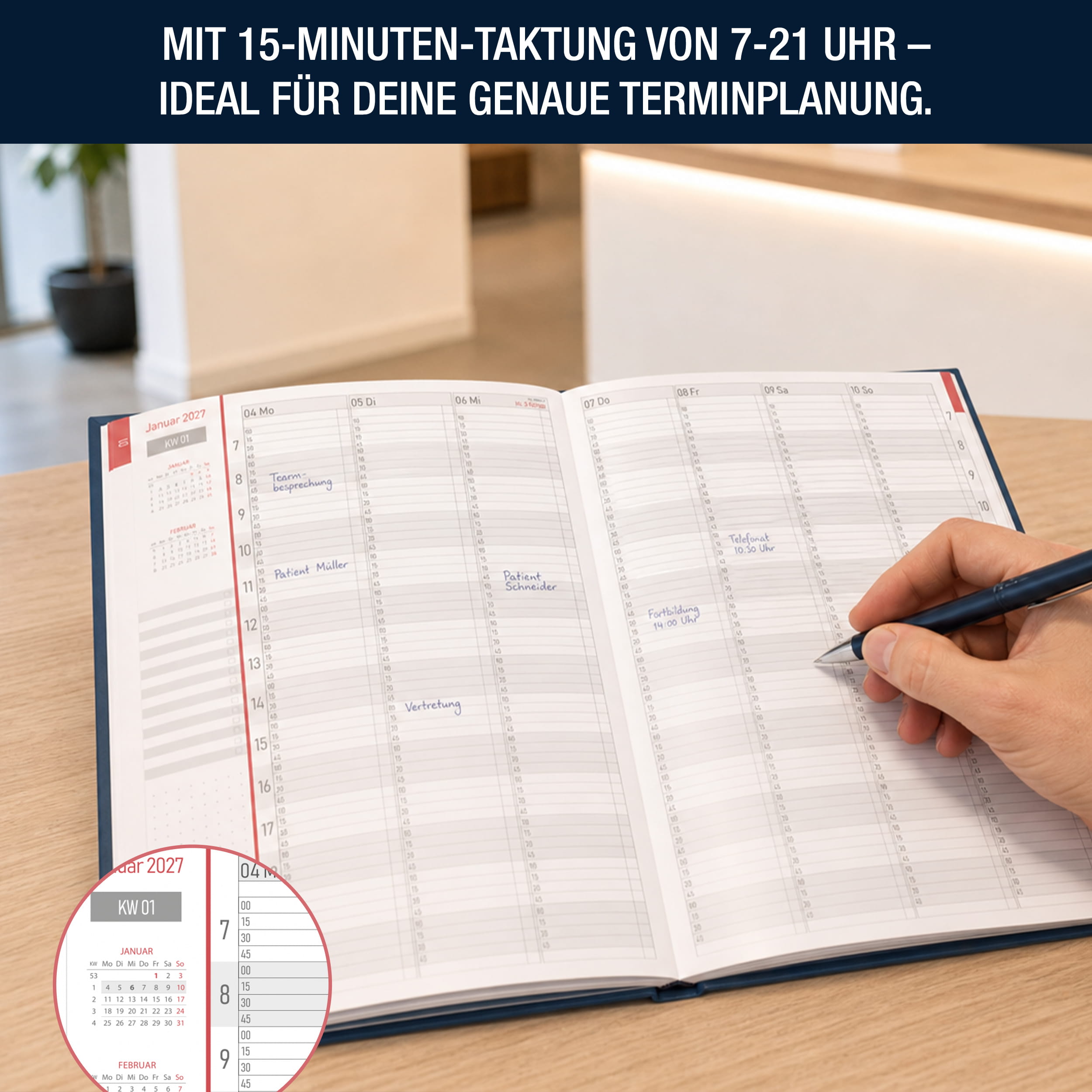 Praxisplaner 2027 A4 Navy Arztpraxis Hardcover