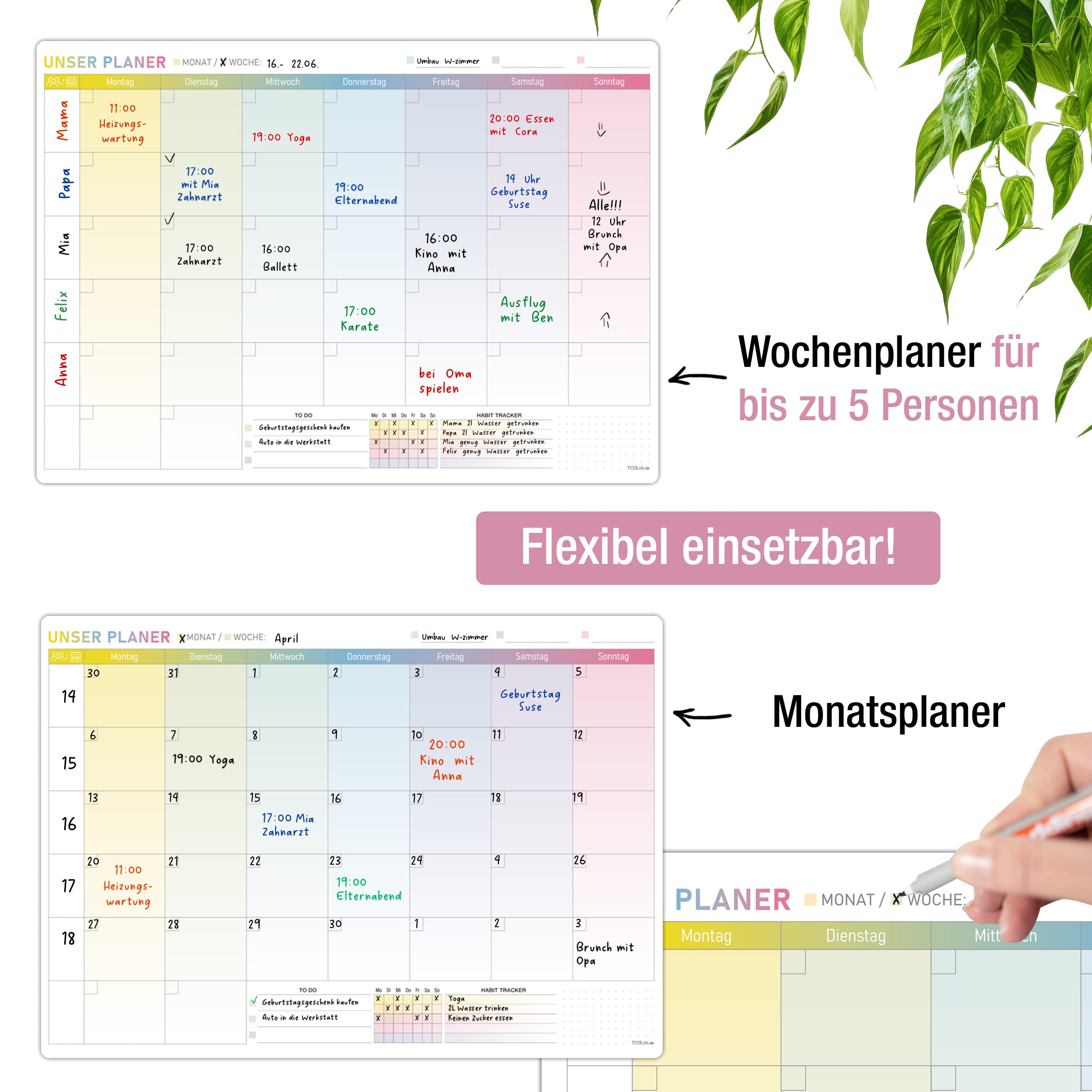A3 selbsthaftender Monatsplaner inkl. Stifte