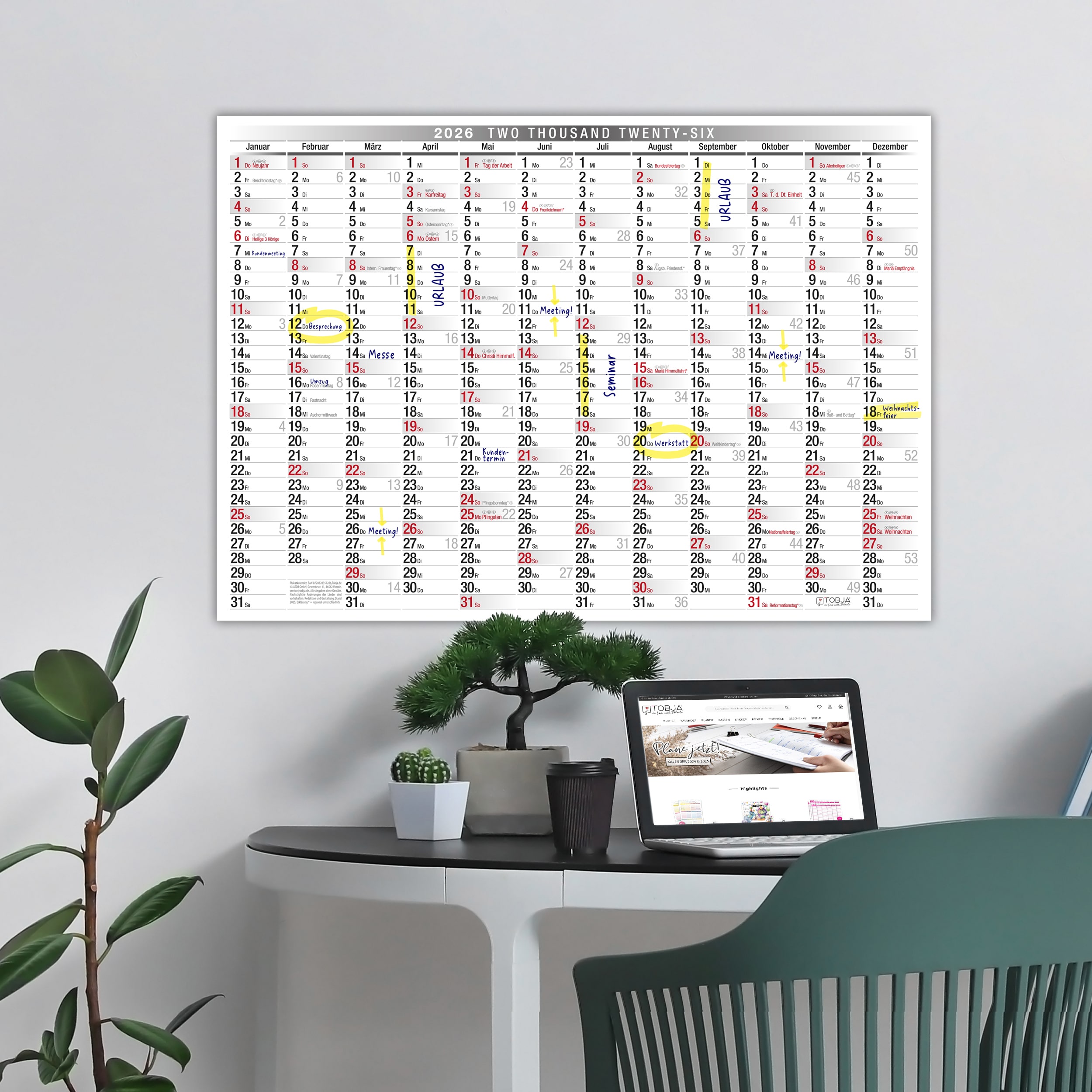 Wandkalender A3 2026