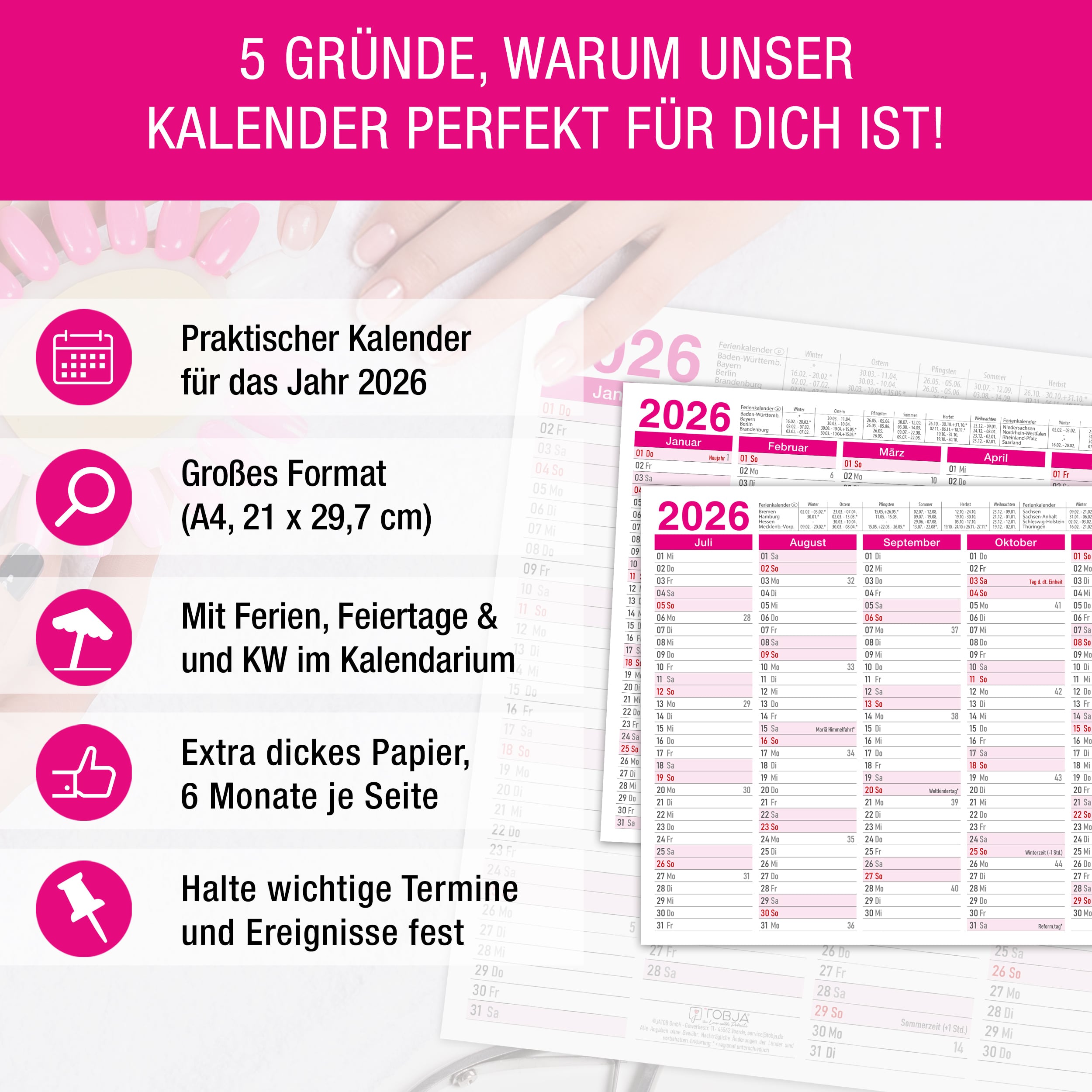 Tafelkalender 2026 "pink"