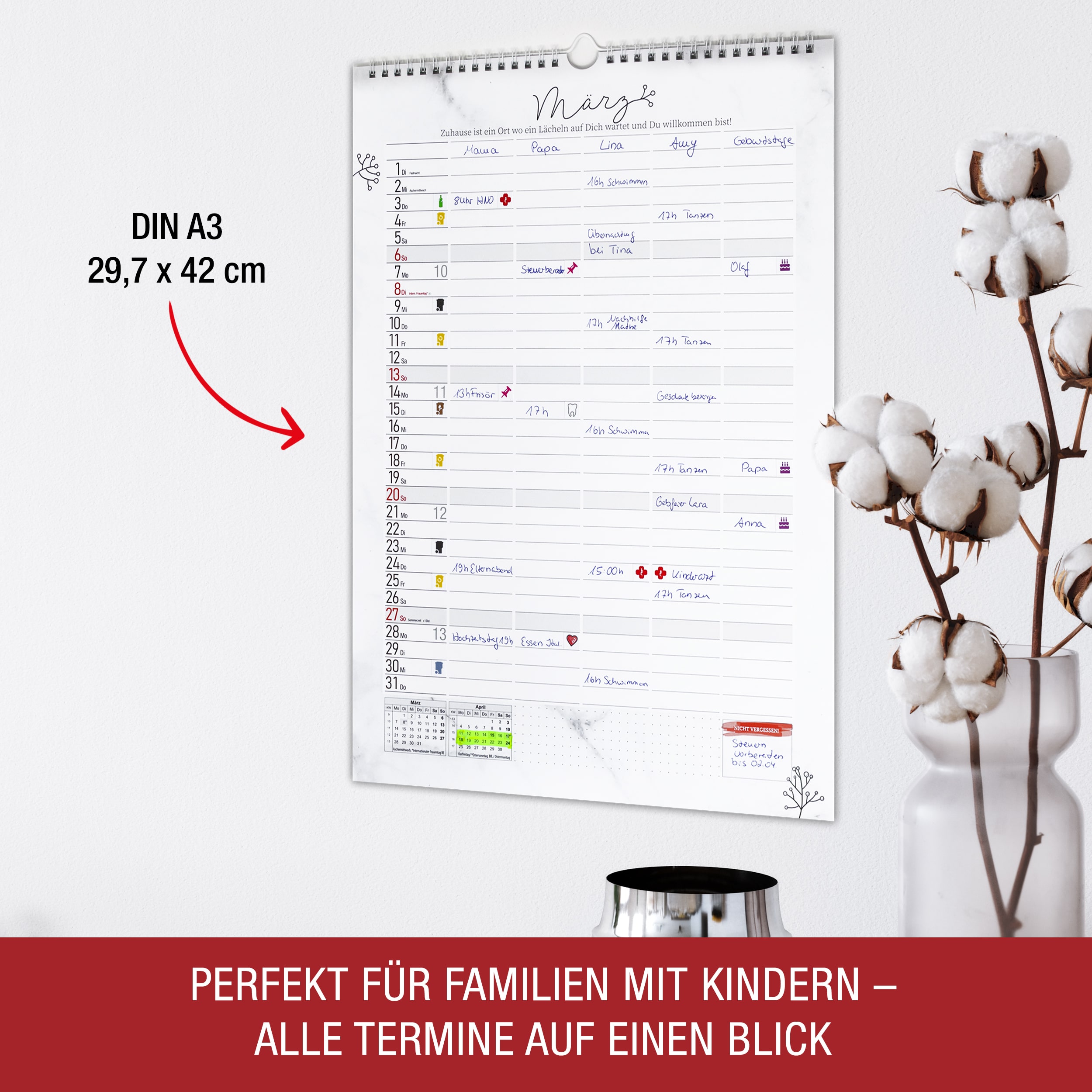 Familienkalender 2026 "Marmor Line"
