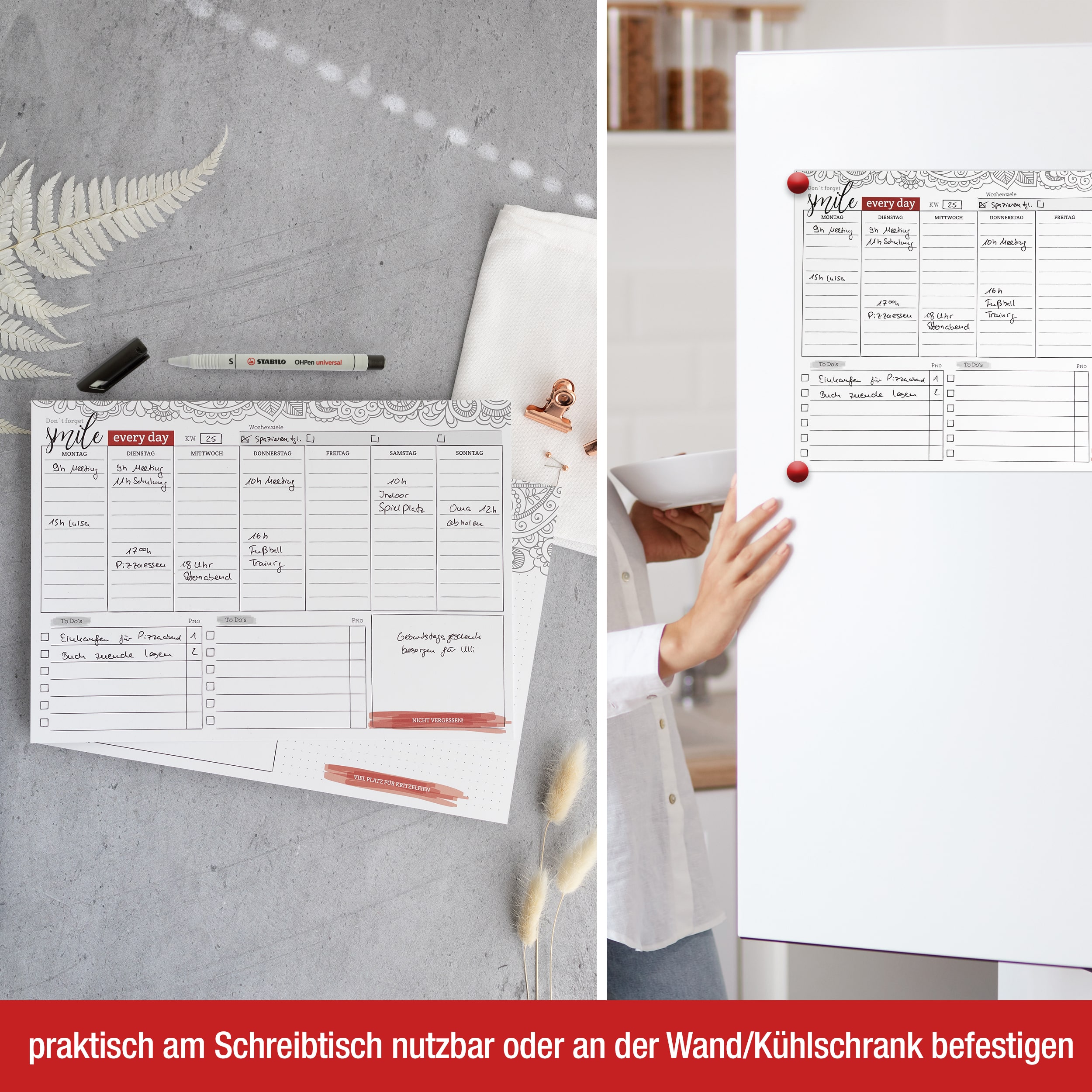Wochenplaner abwischbar inkl. Stift