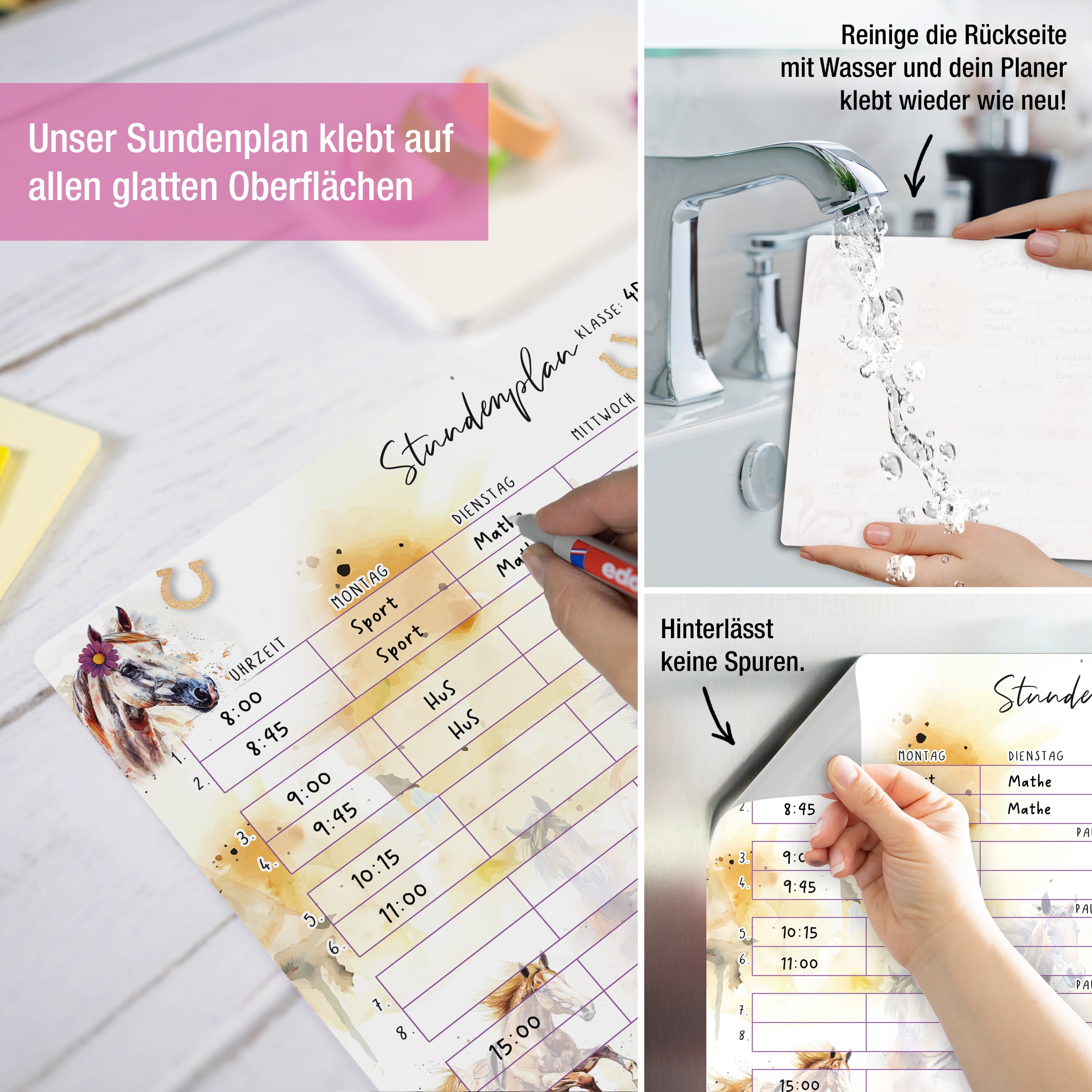 Stundenplan A4 "Pferde" wiederverwendbar