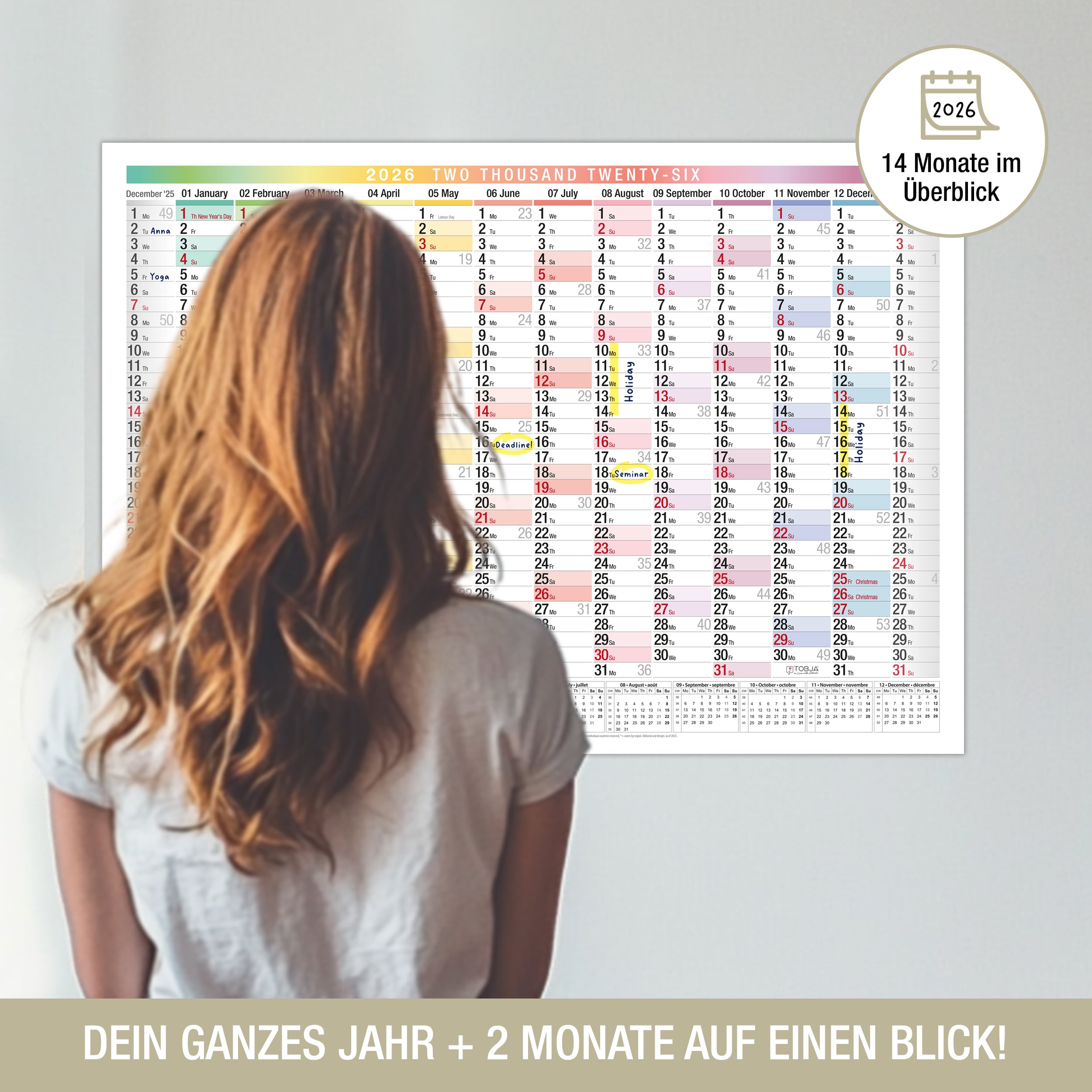 A2 Wandkalender 2026 EU Englisch