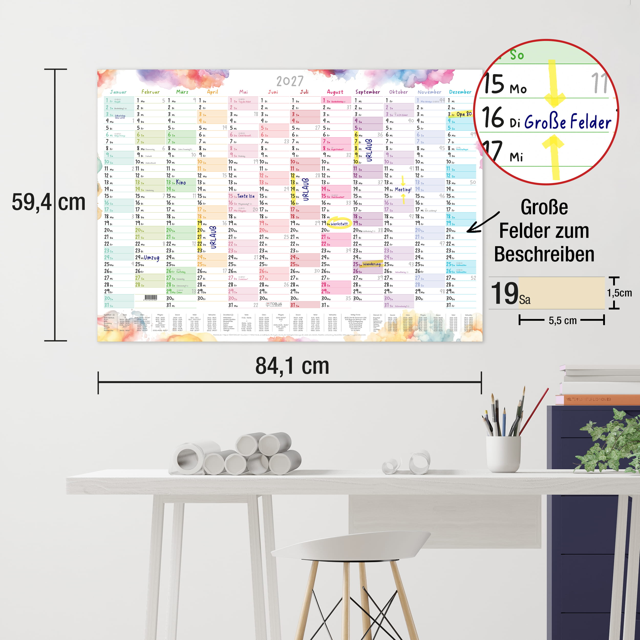 Wandkalender 2027 A1 – Color Blocks