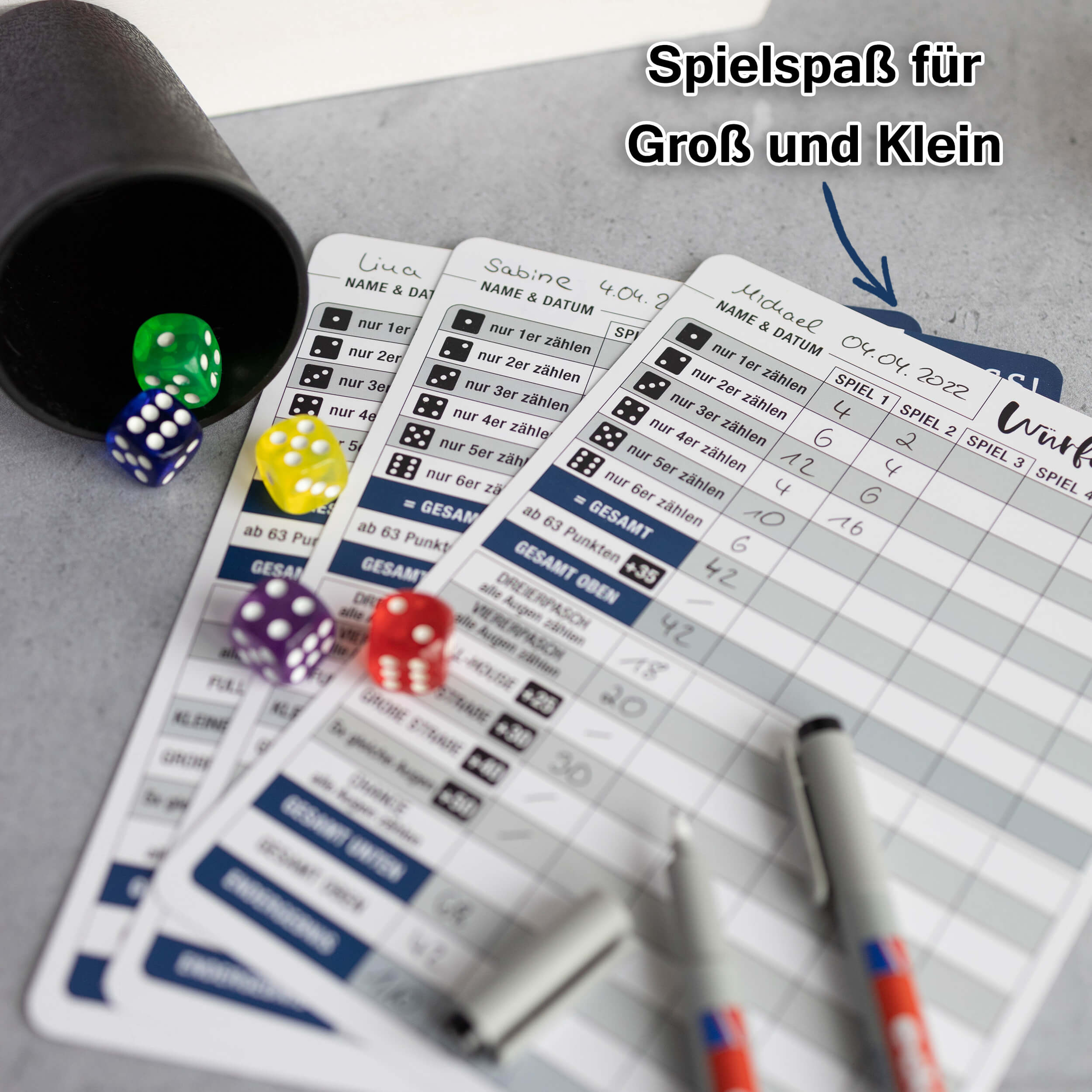 Würfelspiel 5er Set abwischbar "re-use"