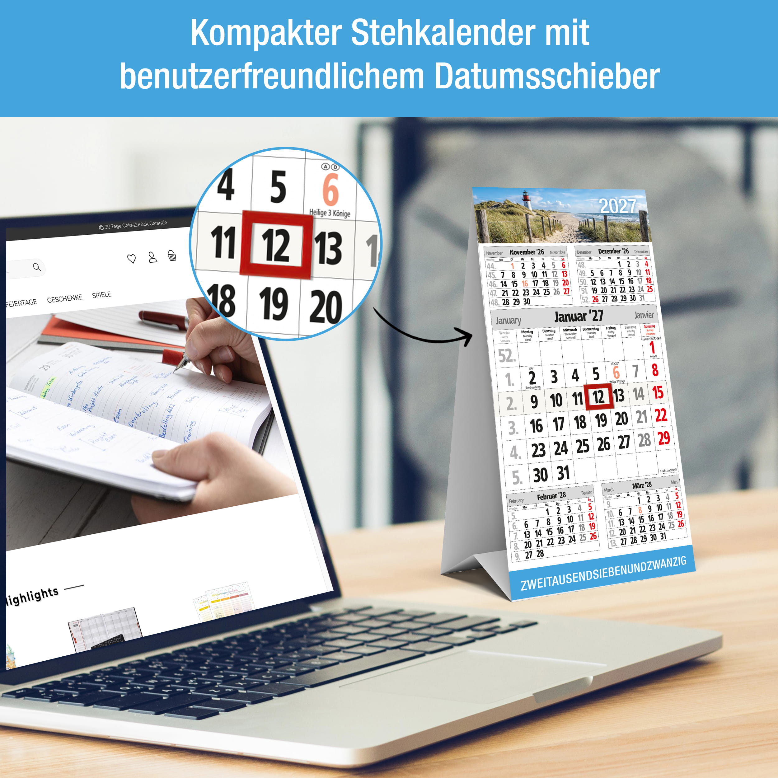 Tischkalender 2027 Leuchtturm Nordsee