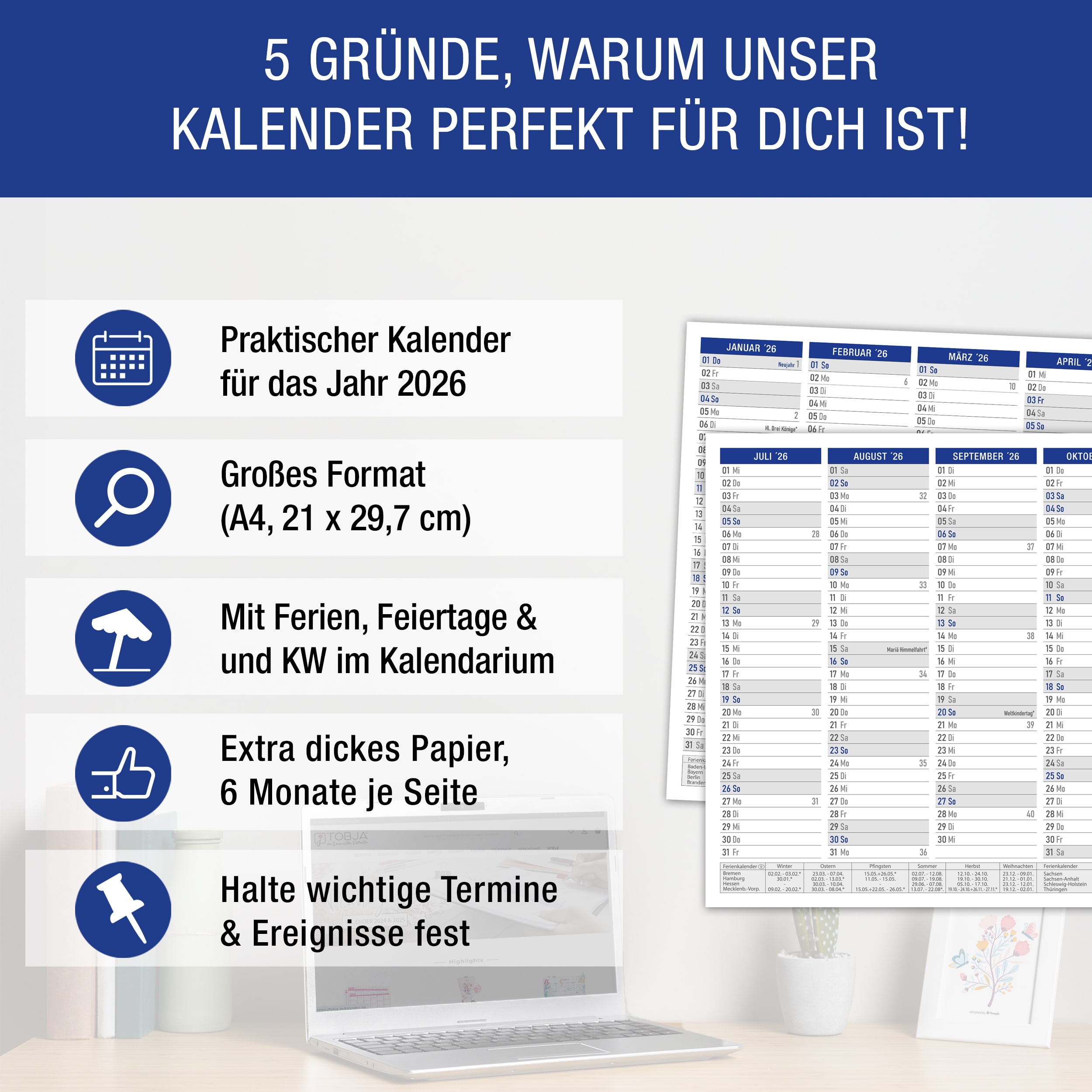 Tafelkalender 2026 "Blau"