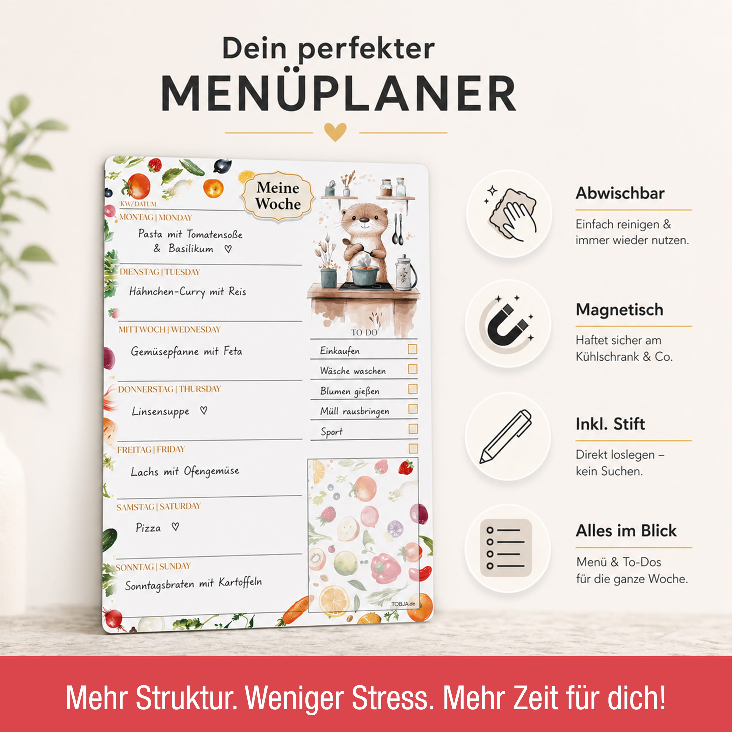 Menüplaner Otterliebe magnetisch A4