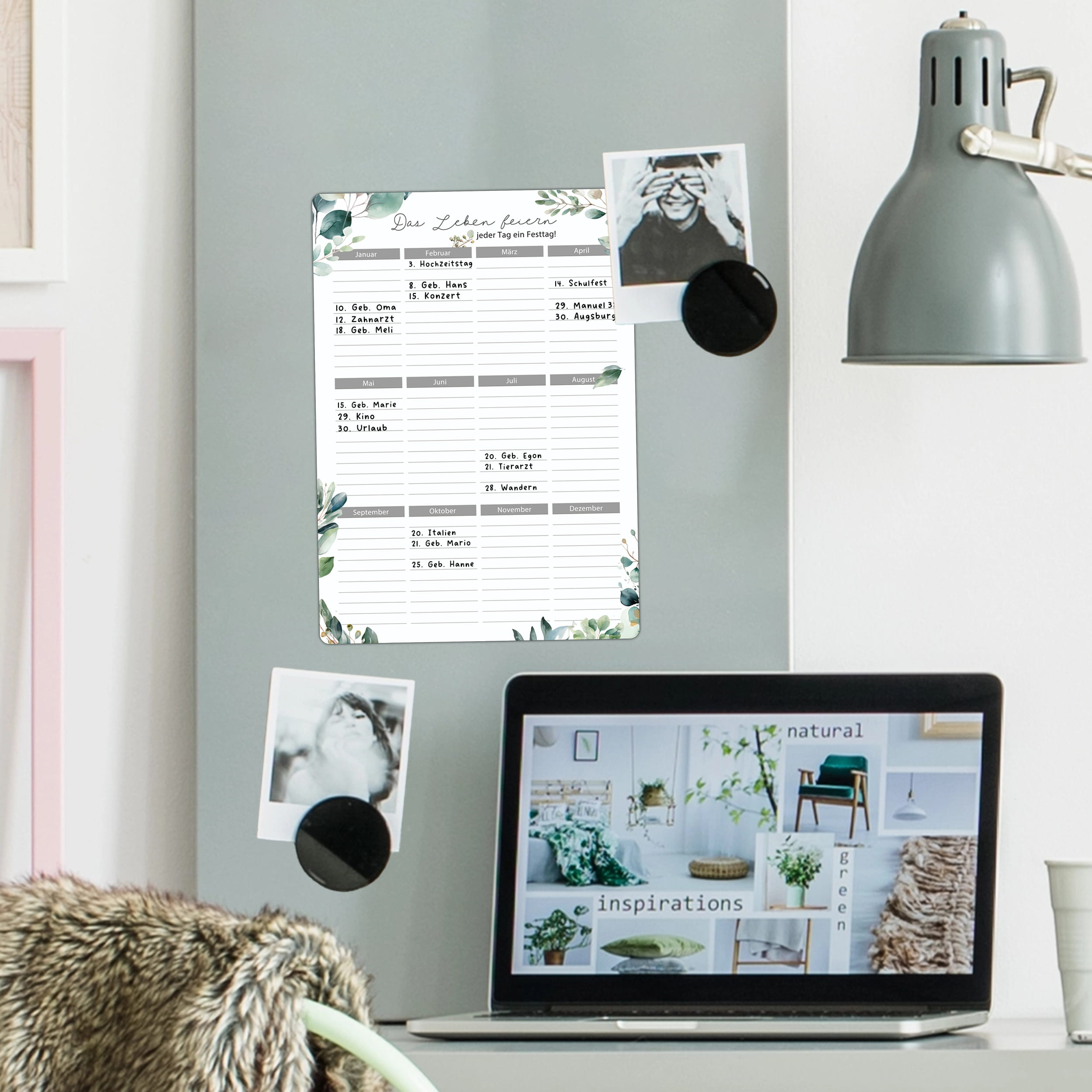 Geburtstagskalender magnetisch A4 Eukalyptus
