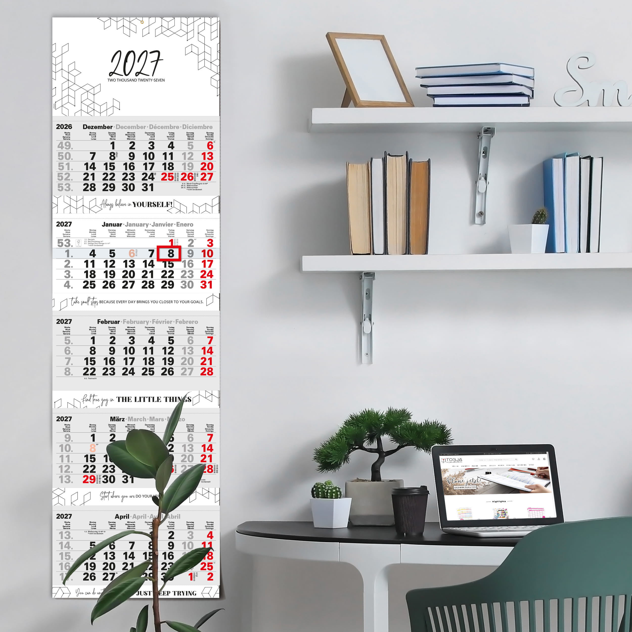 5-Monatskalender 2027 Block XL 33x115