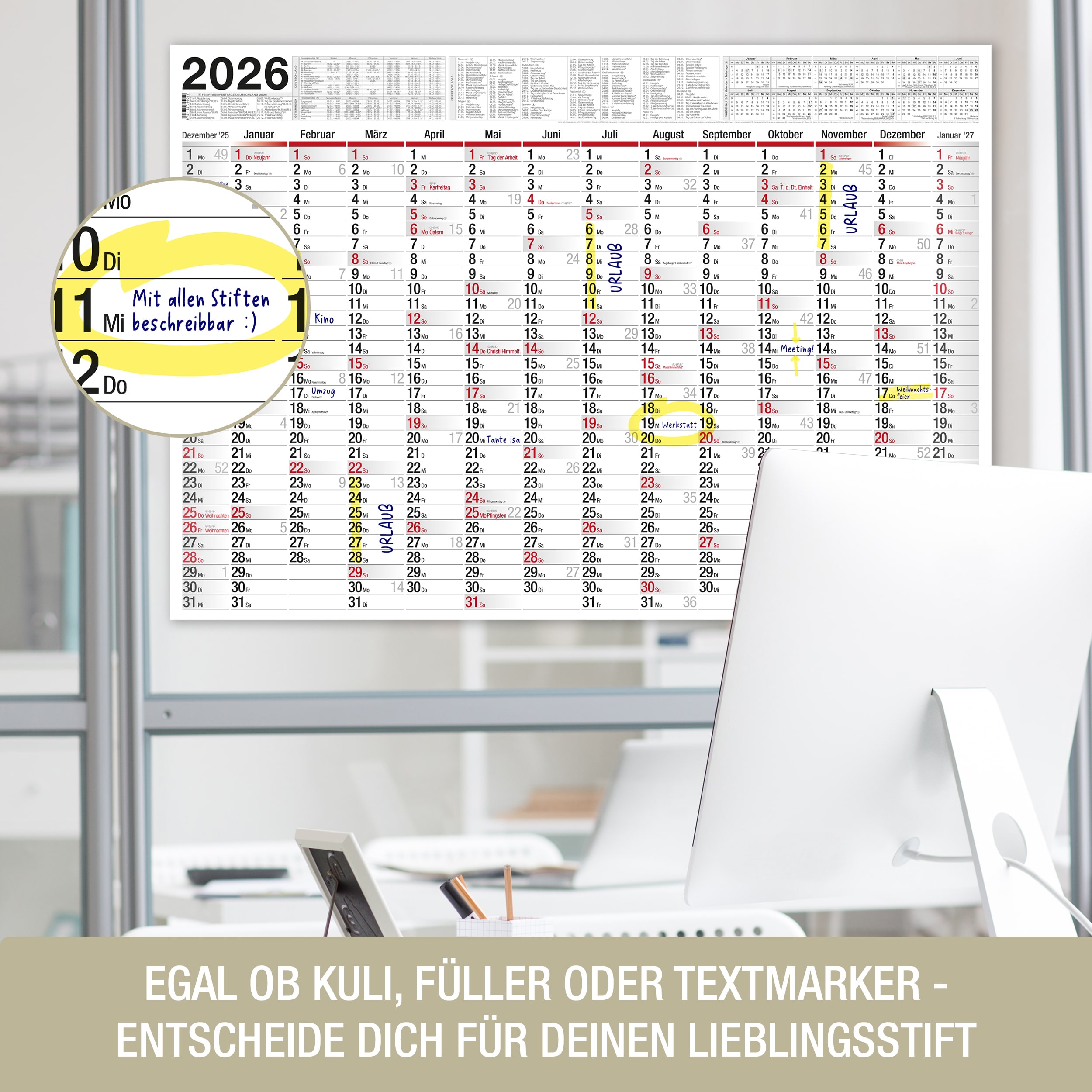 XXL Wandkalender 2026 1x Kalender gefalzt