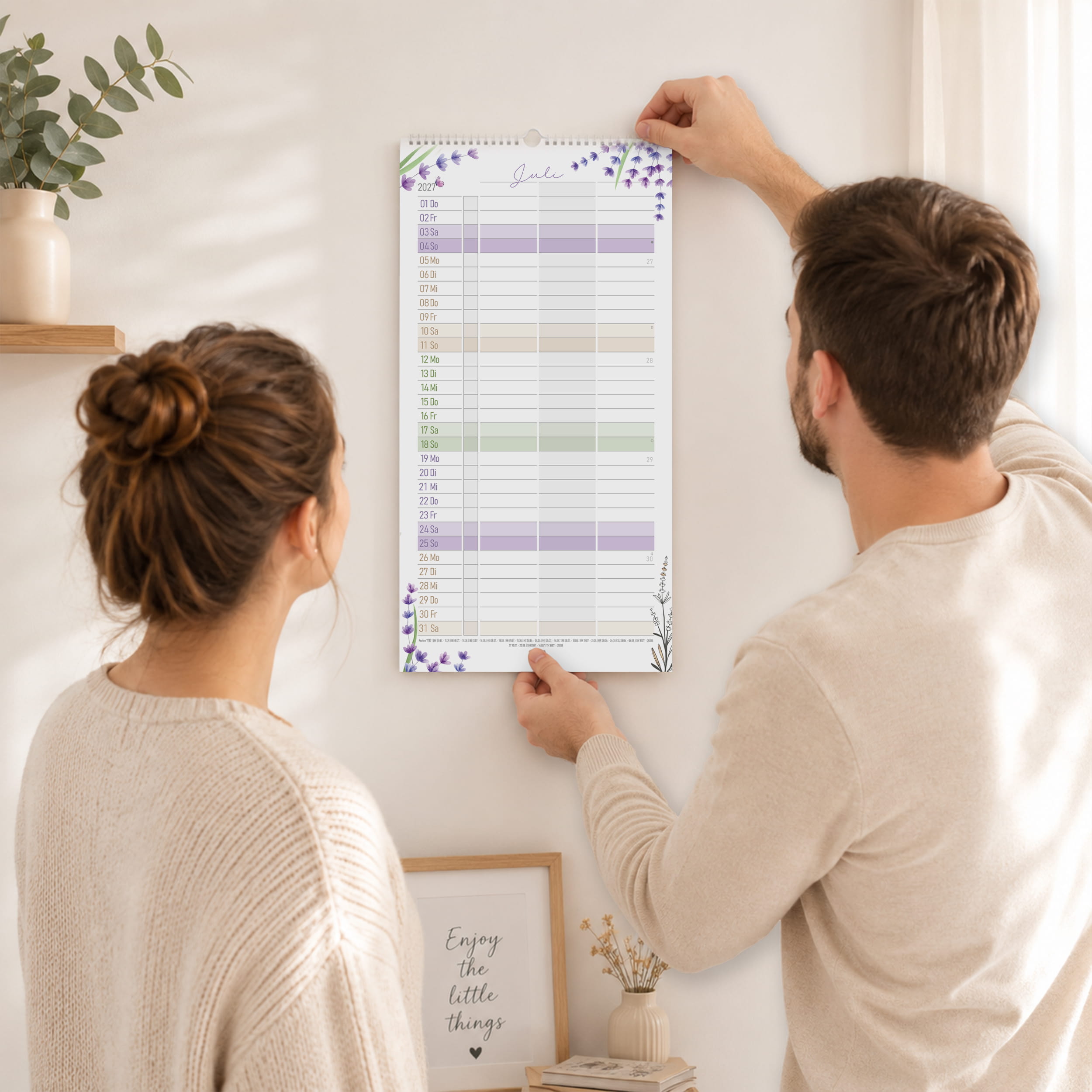 Paarkalender 2027 Lavendel – 3 Spalten Paarplaner