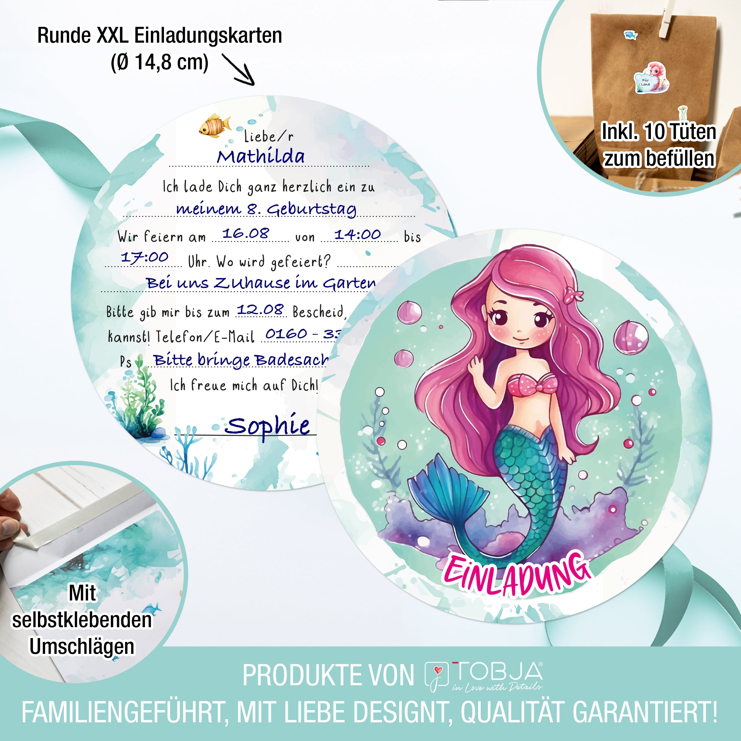 Geburtstags-Set Meerjungfrau inkl. Tüten