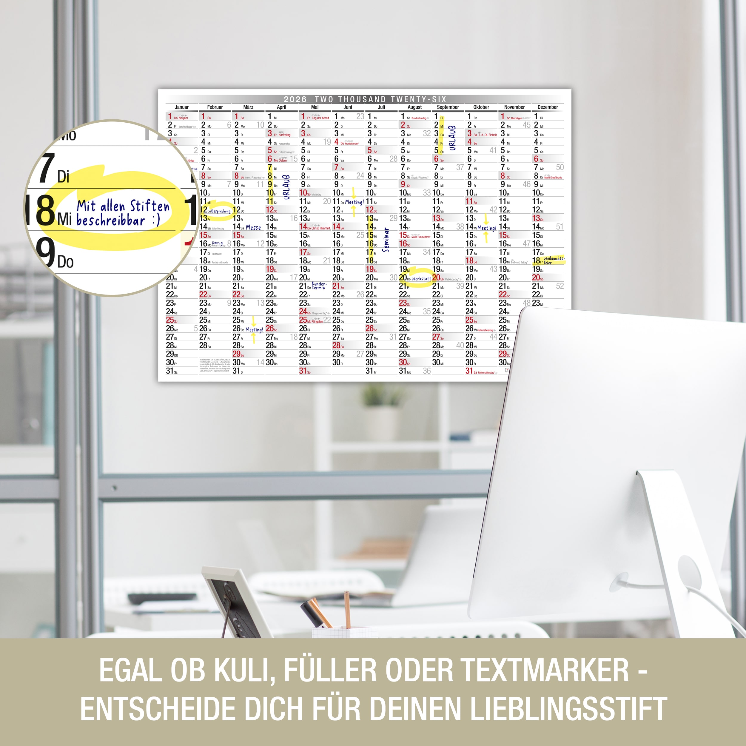 Wandkalender A3 2026