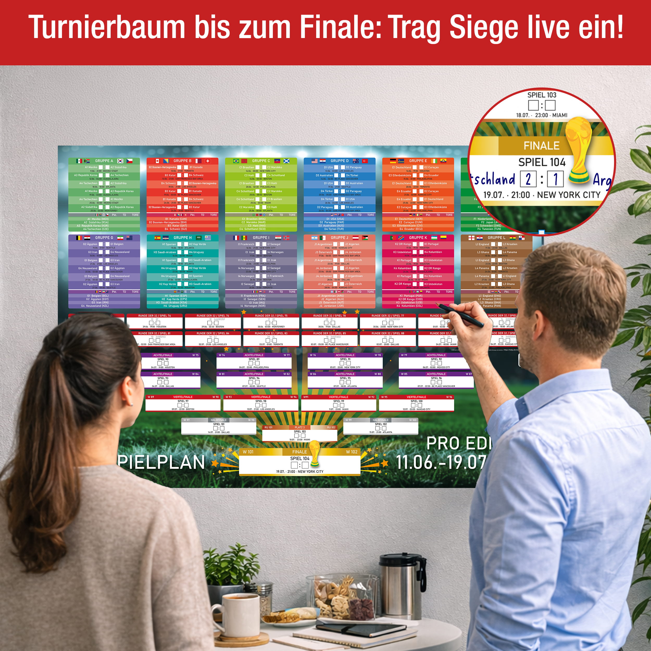 WM 2026 Spielplan DIN A1 – Fußball Poster zum Eintragen