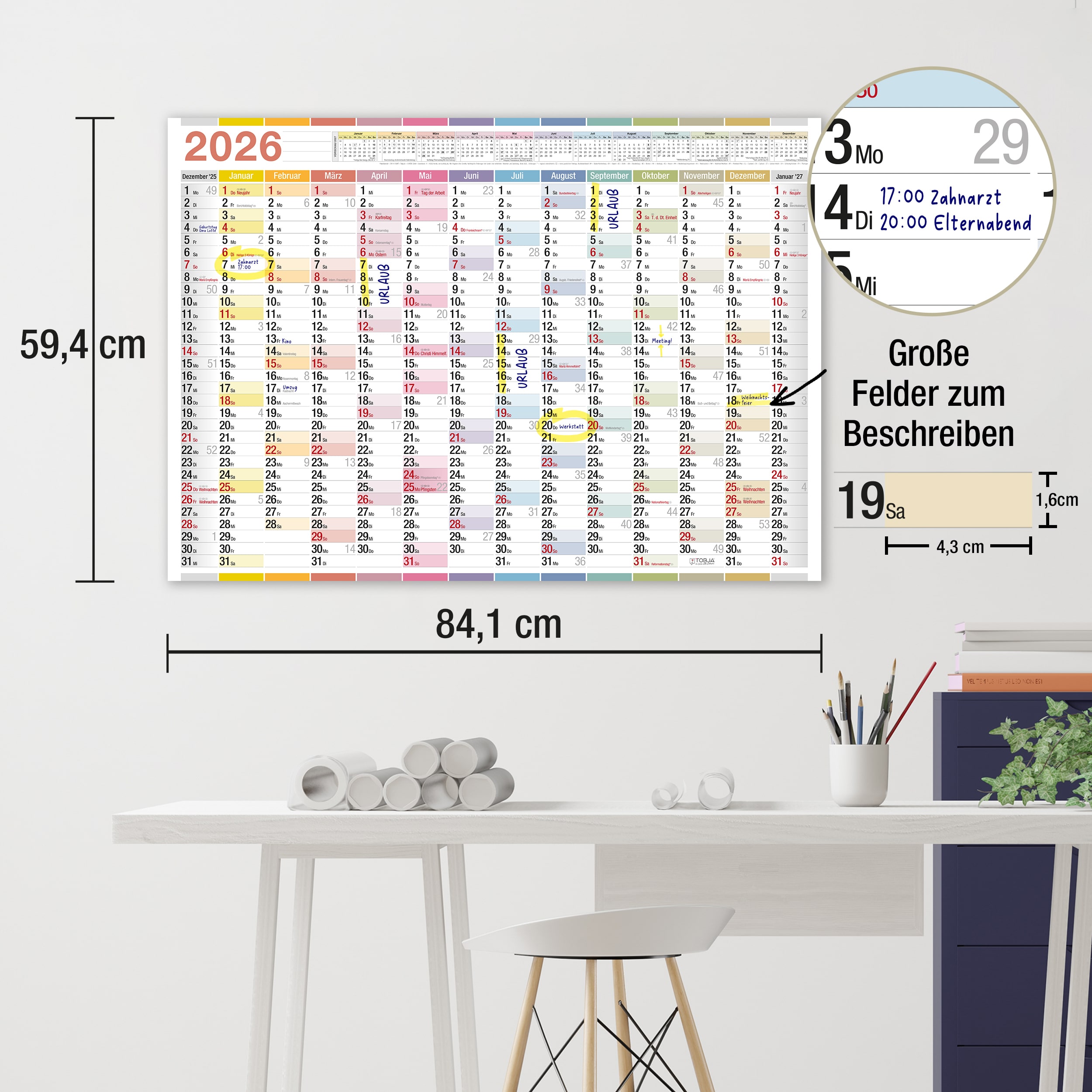 Wandkalender A1 2026 "bunt"