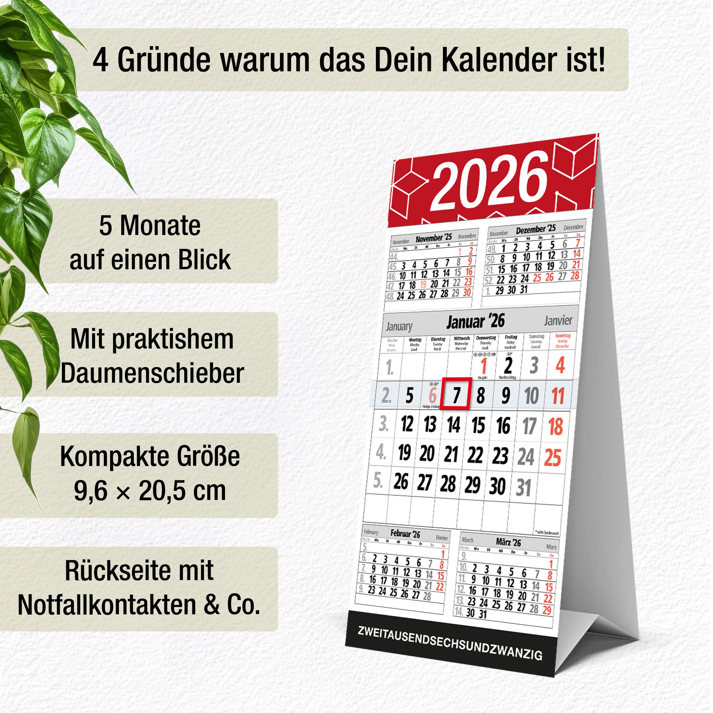 Tischkalender 2026 zum Aufstellen