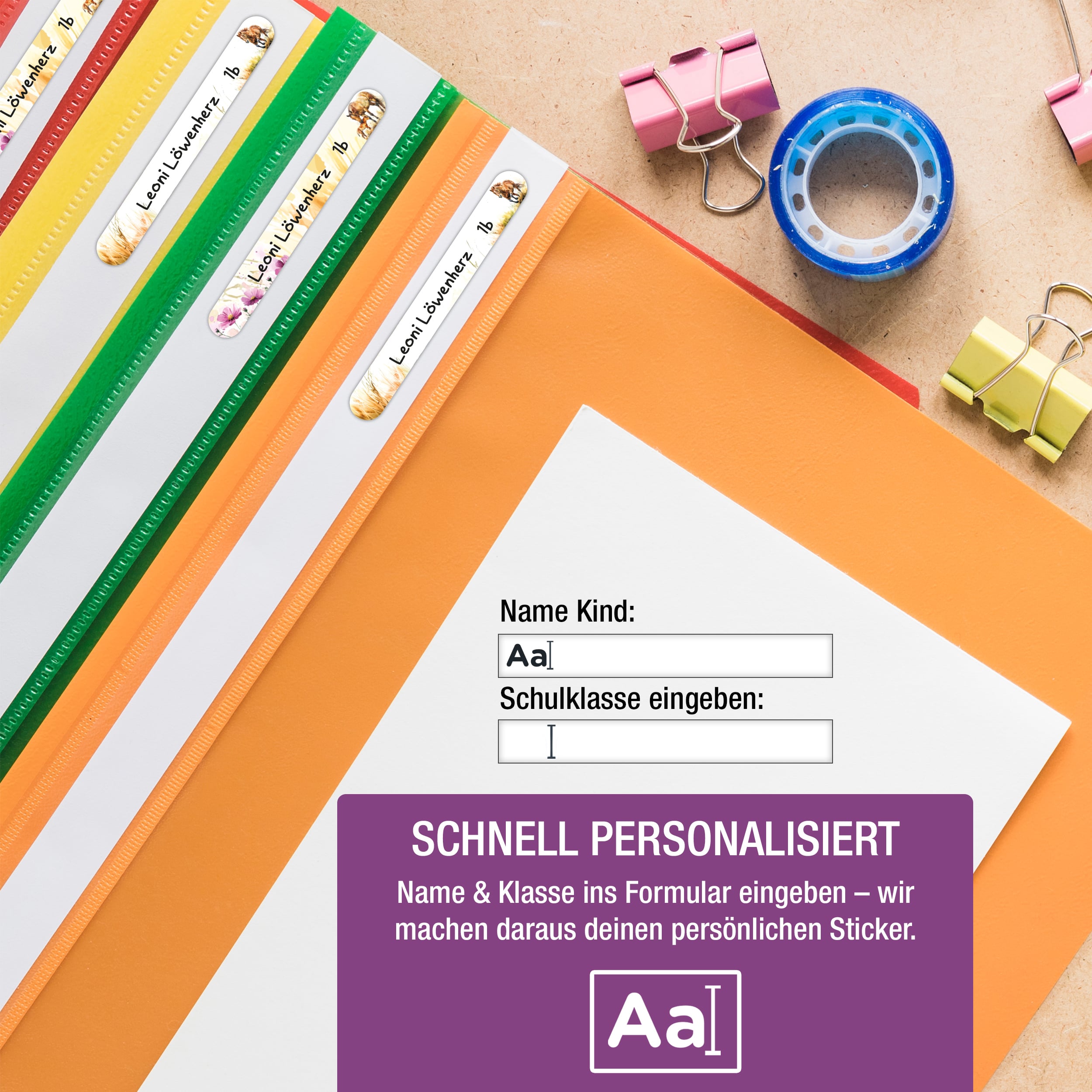 Namensaufkleber für Stifte, personalisiert Pferd