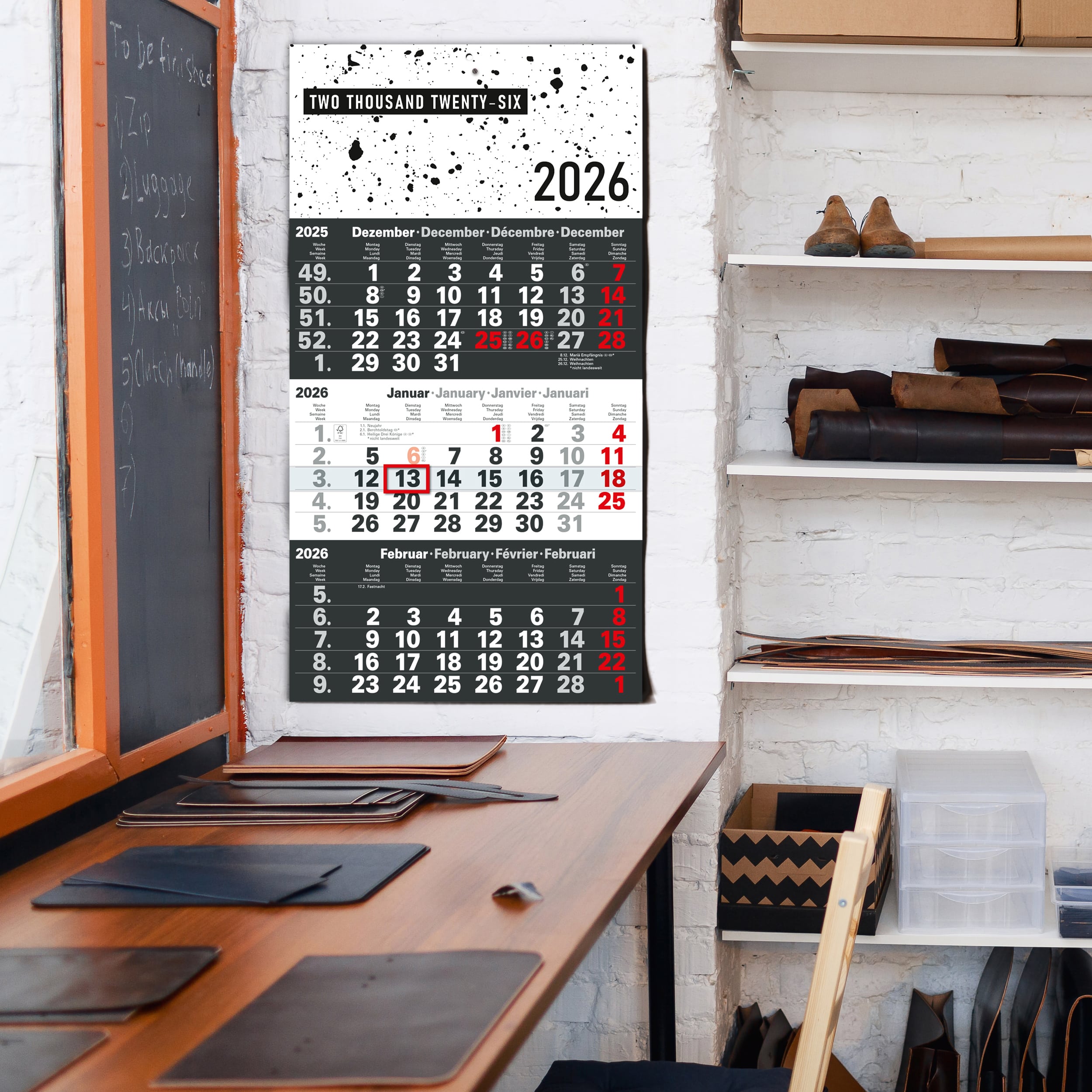 3-Monatskalender 2026 Design