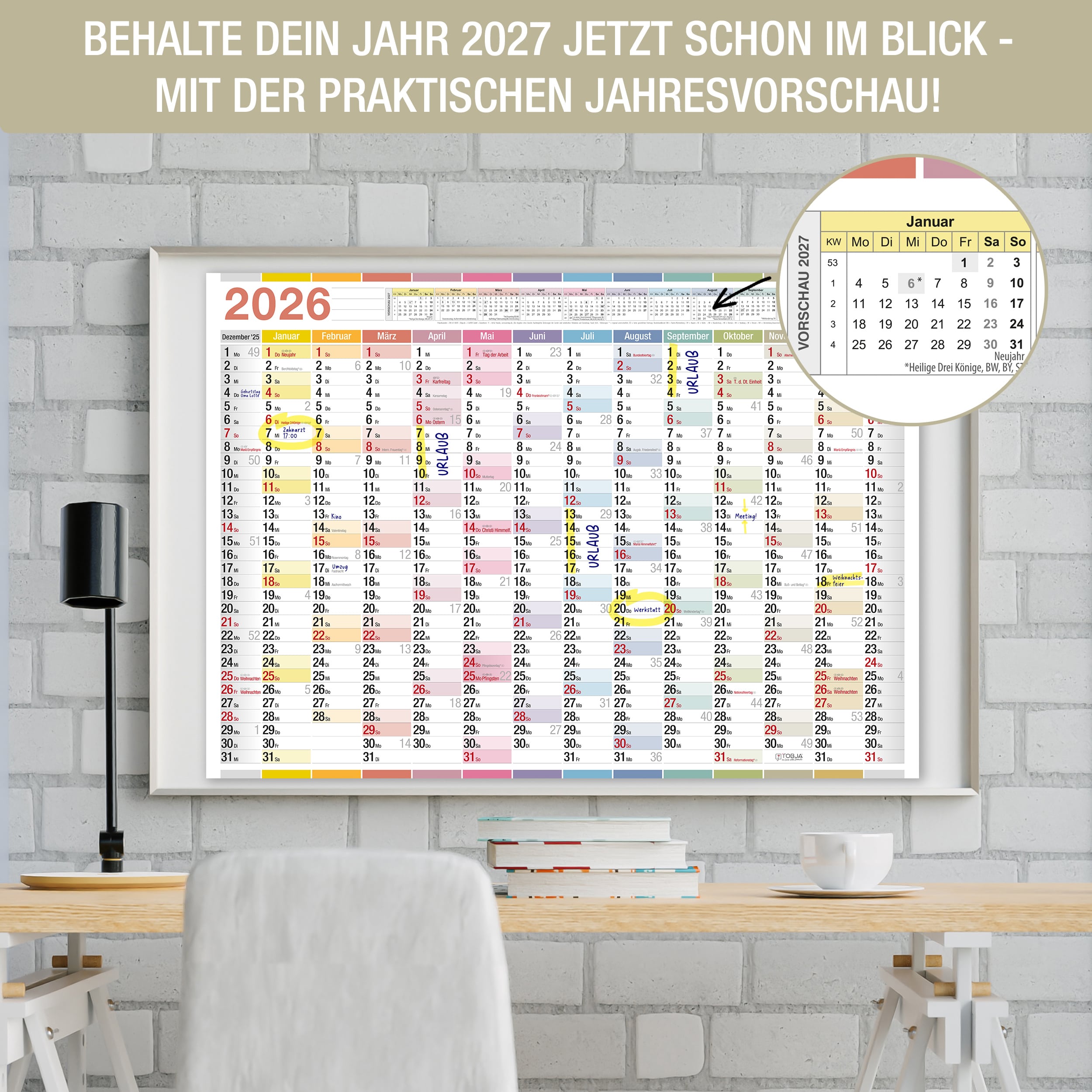Wandkalender A1 2026 "bunt"