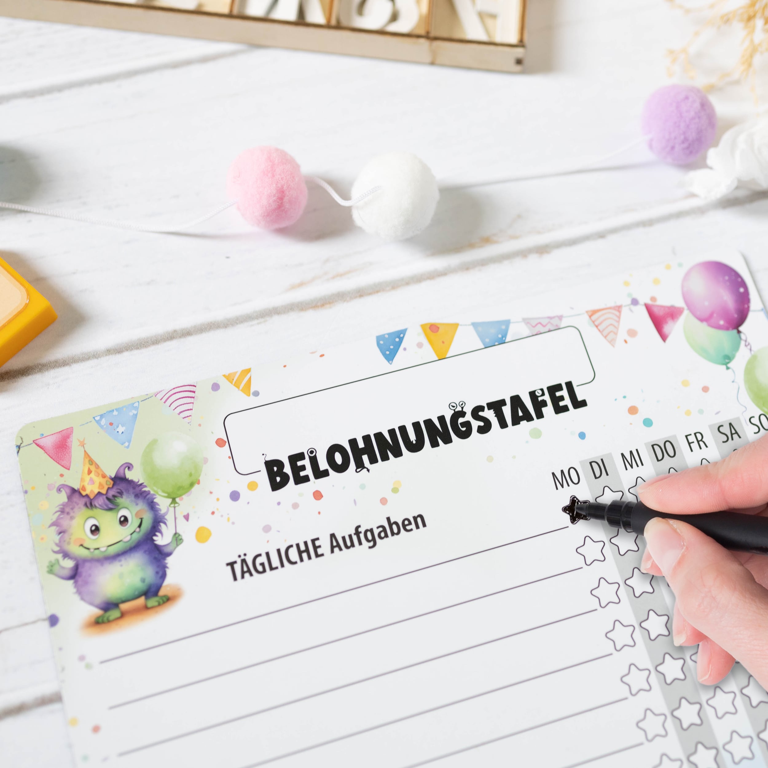 Belohnungstafel A4 magnetisch Monster