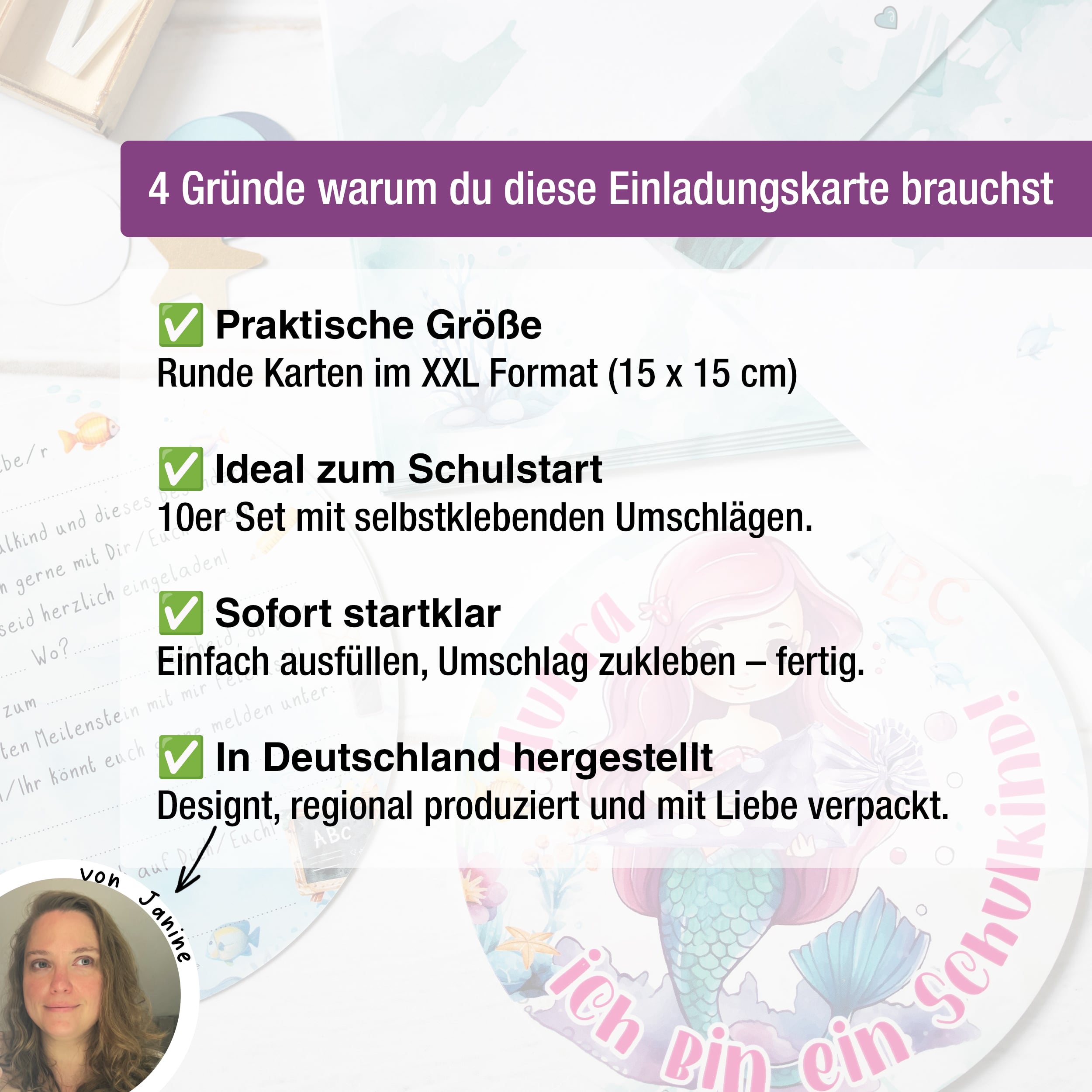 Einladungskarten Einschulung "Meerjungfrau"