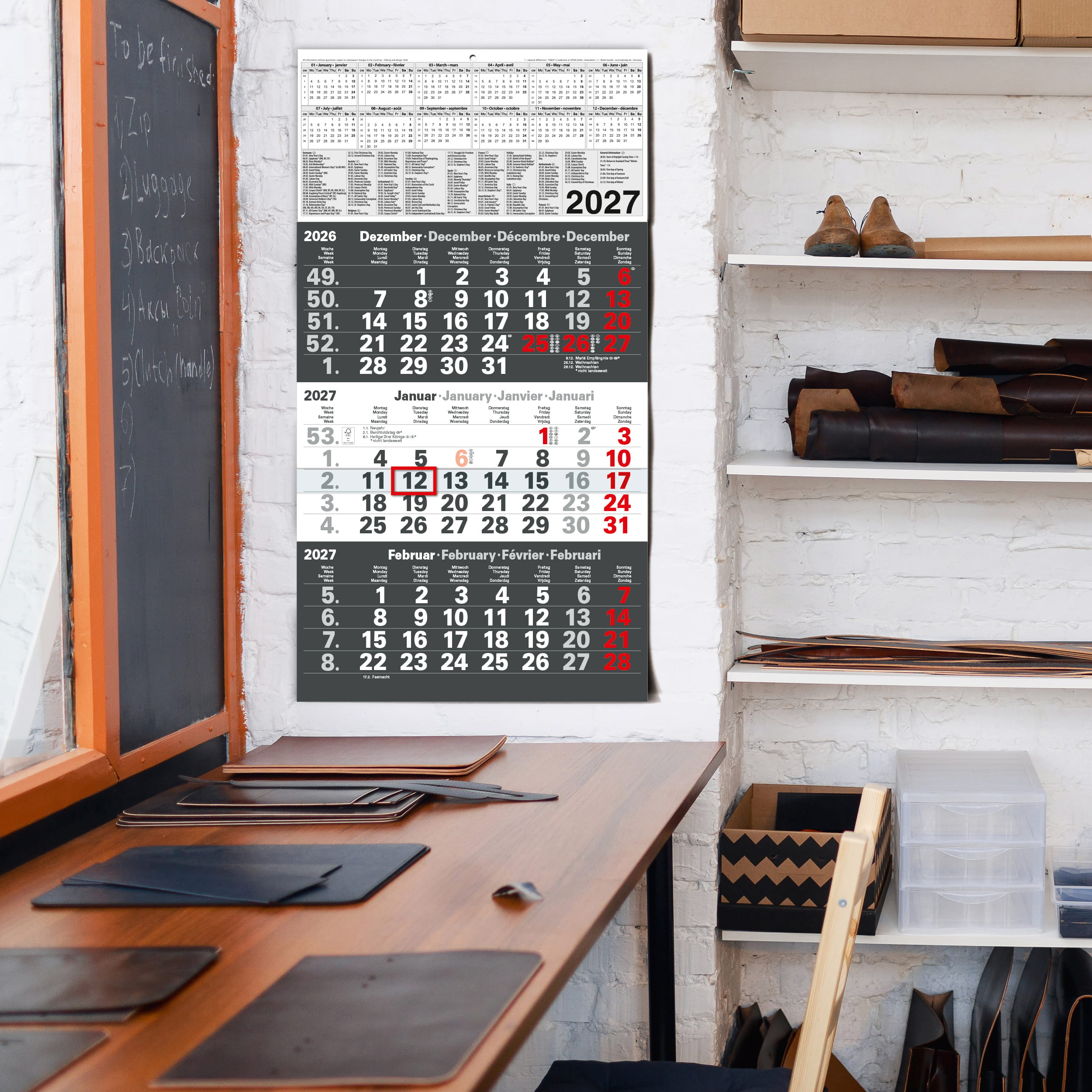 3-Monatskalender 2027 Europe Edition Englisch