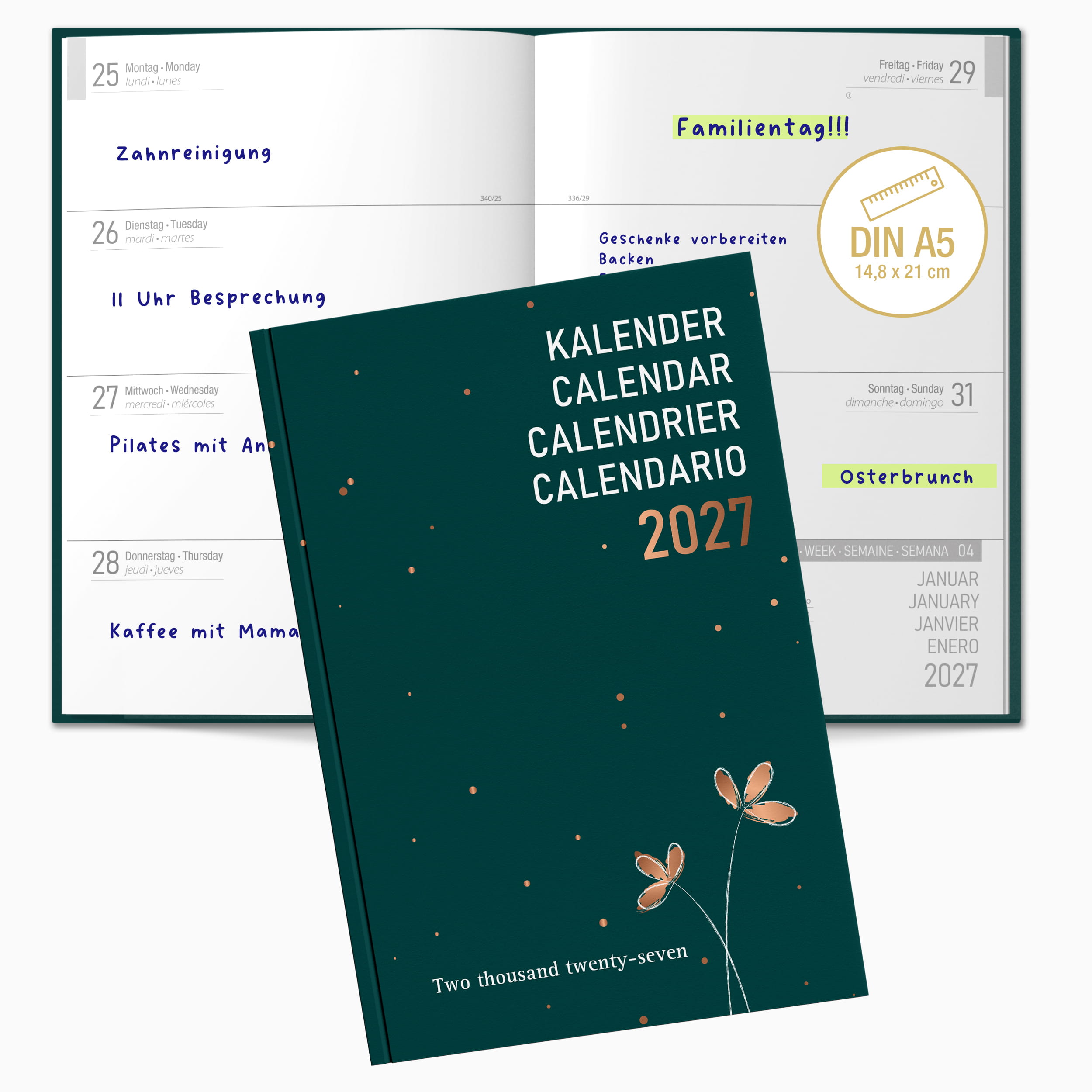 PlanWise Sage Buchkalender 2027 A5