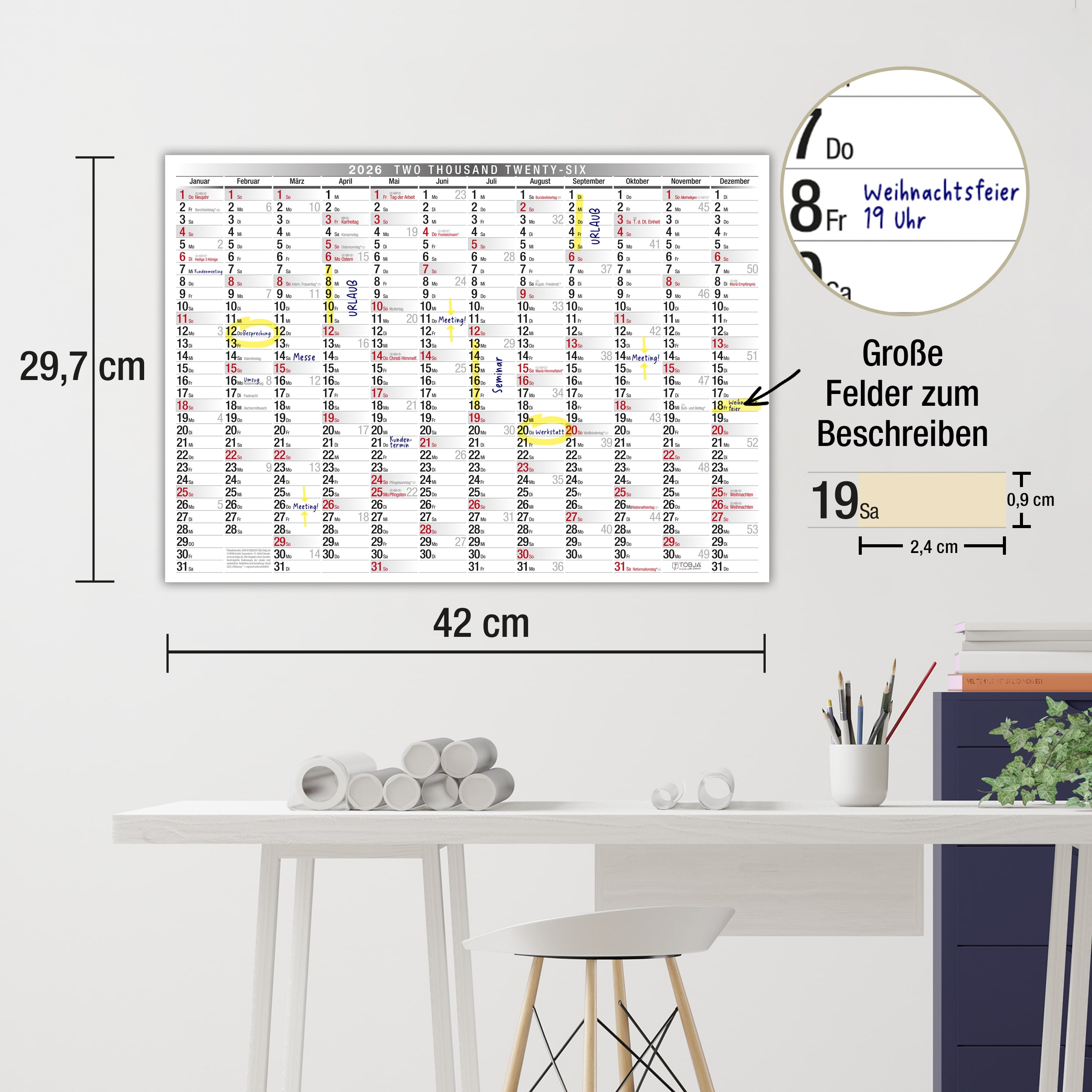 Wandkalender A3 2026
