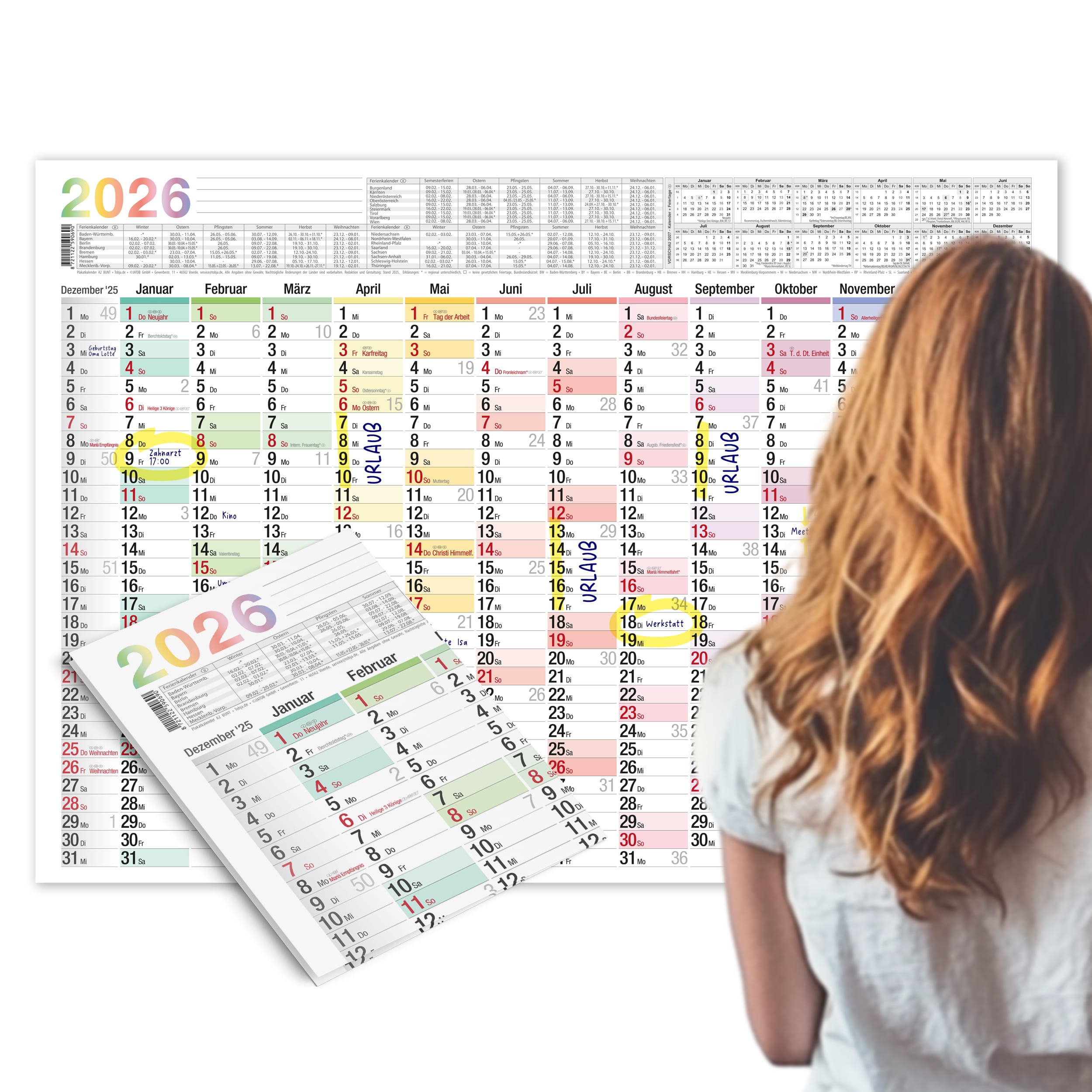 Wandkalender A2 2026 "bunt"