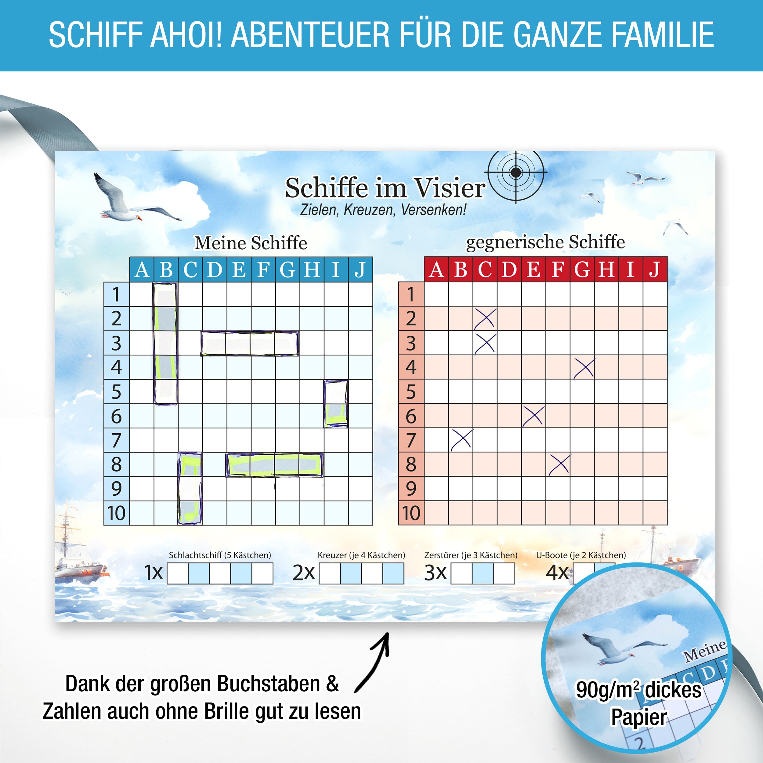Schiffe versenken A4 Block