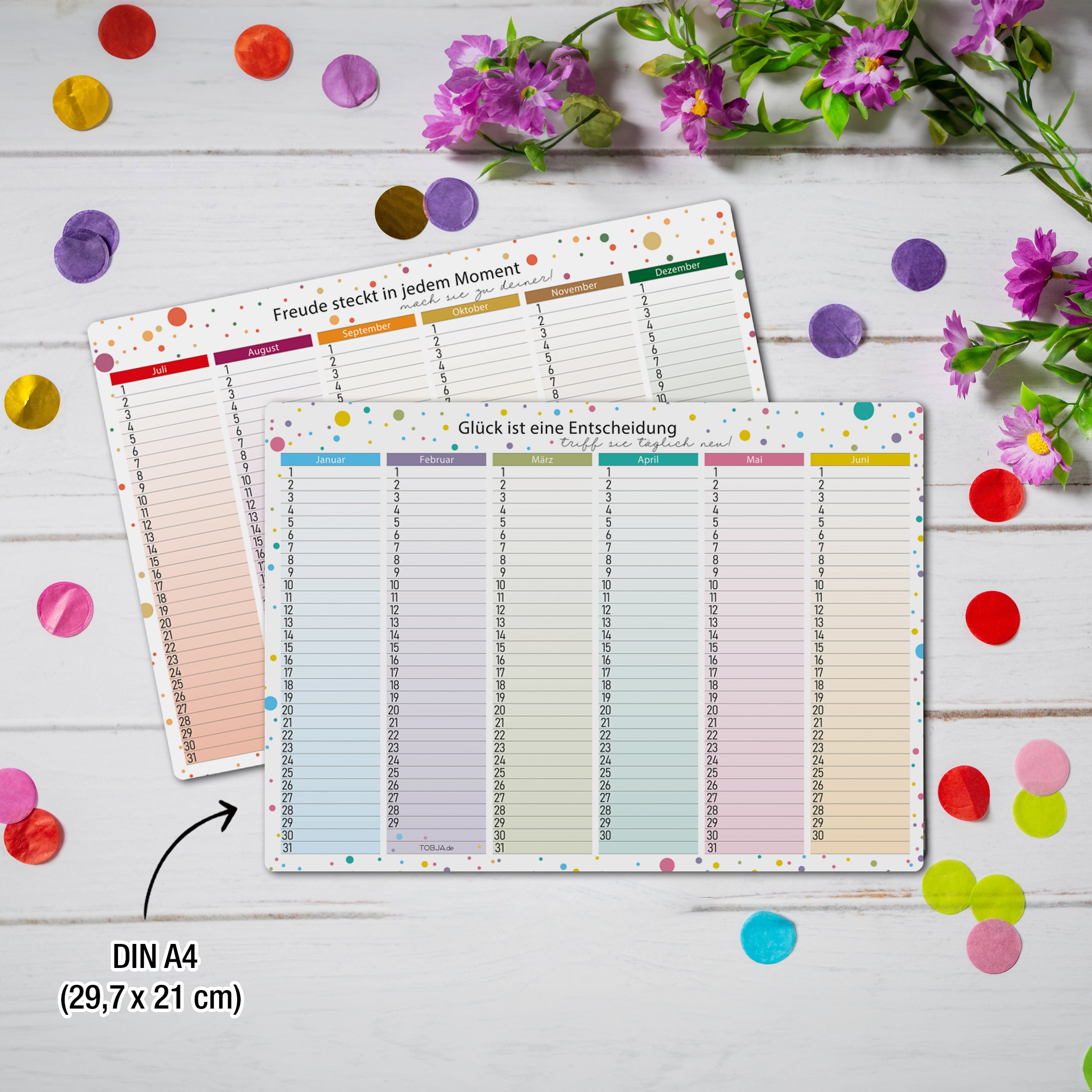 2x A4 Immerwährender Kalender magnetisch abwischbar