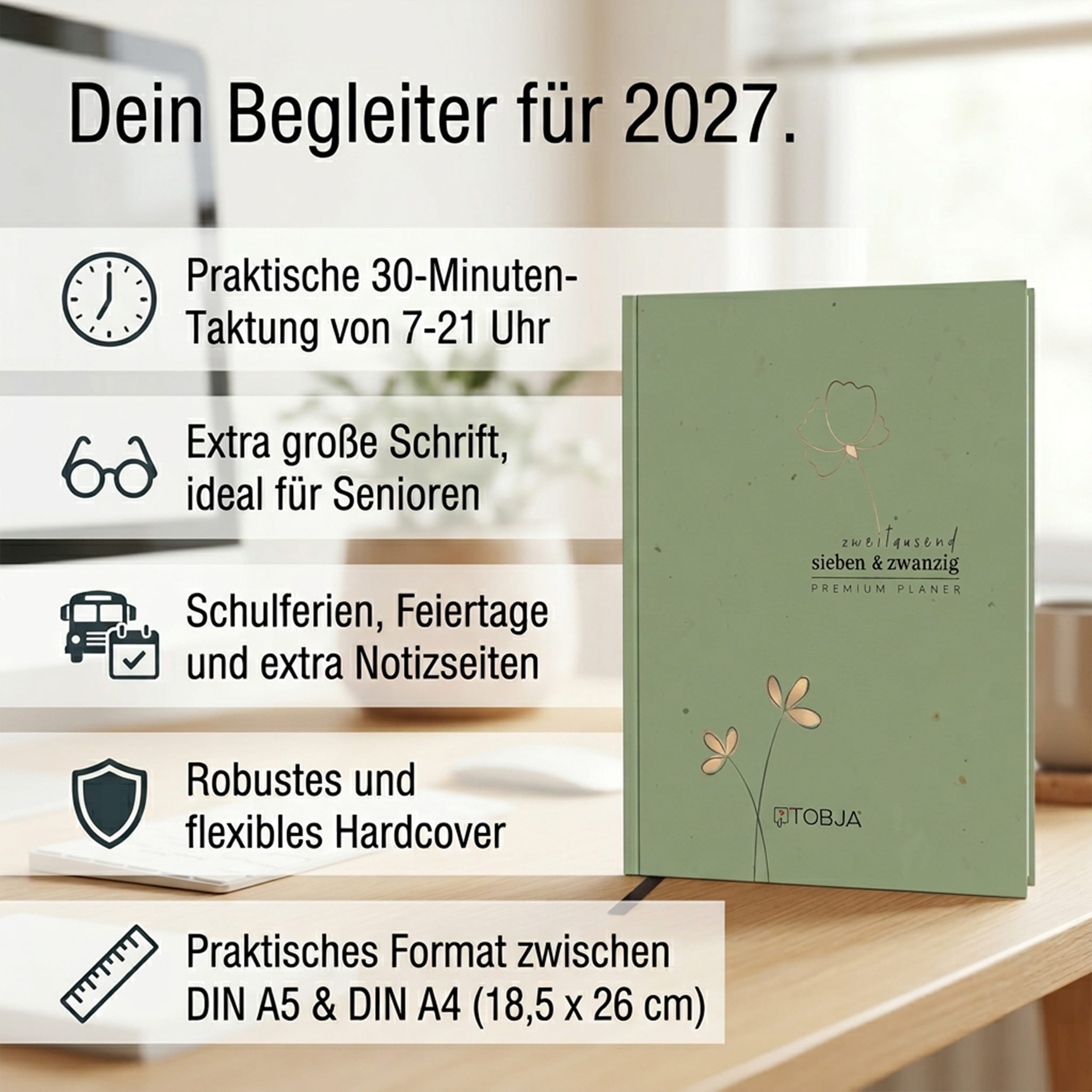 Buchkalender 2027 OptiPlaner Sage salbeigrün