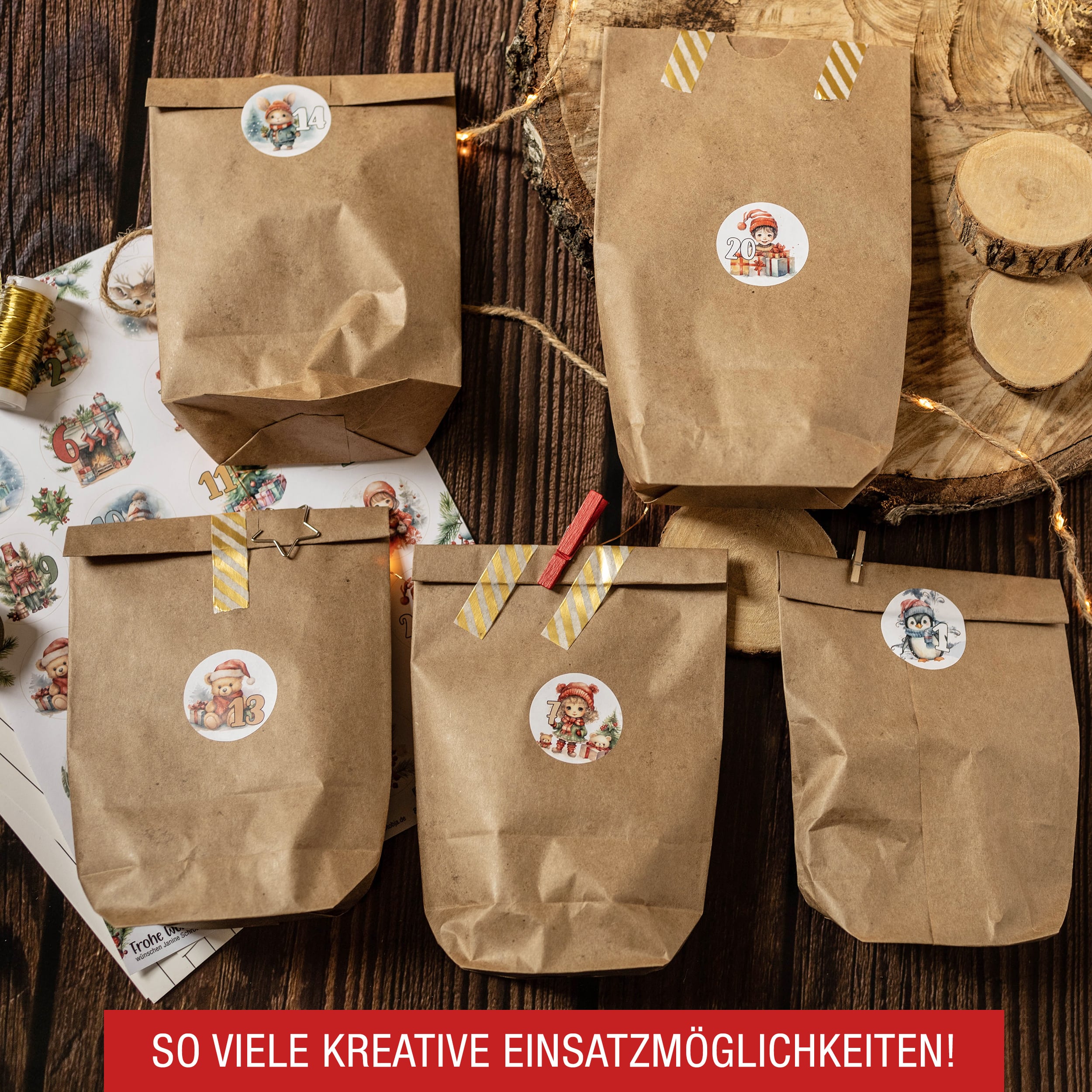 Adventsaufkleber Zahlen 1-24 "bunt"