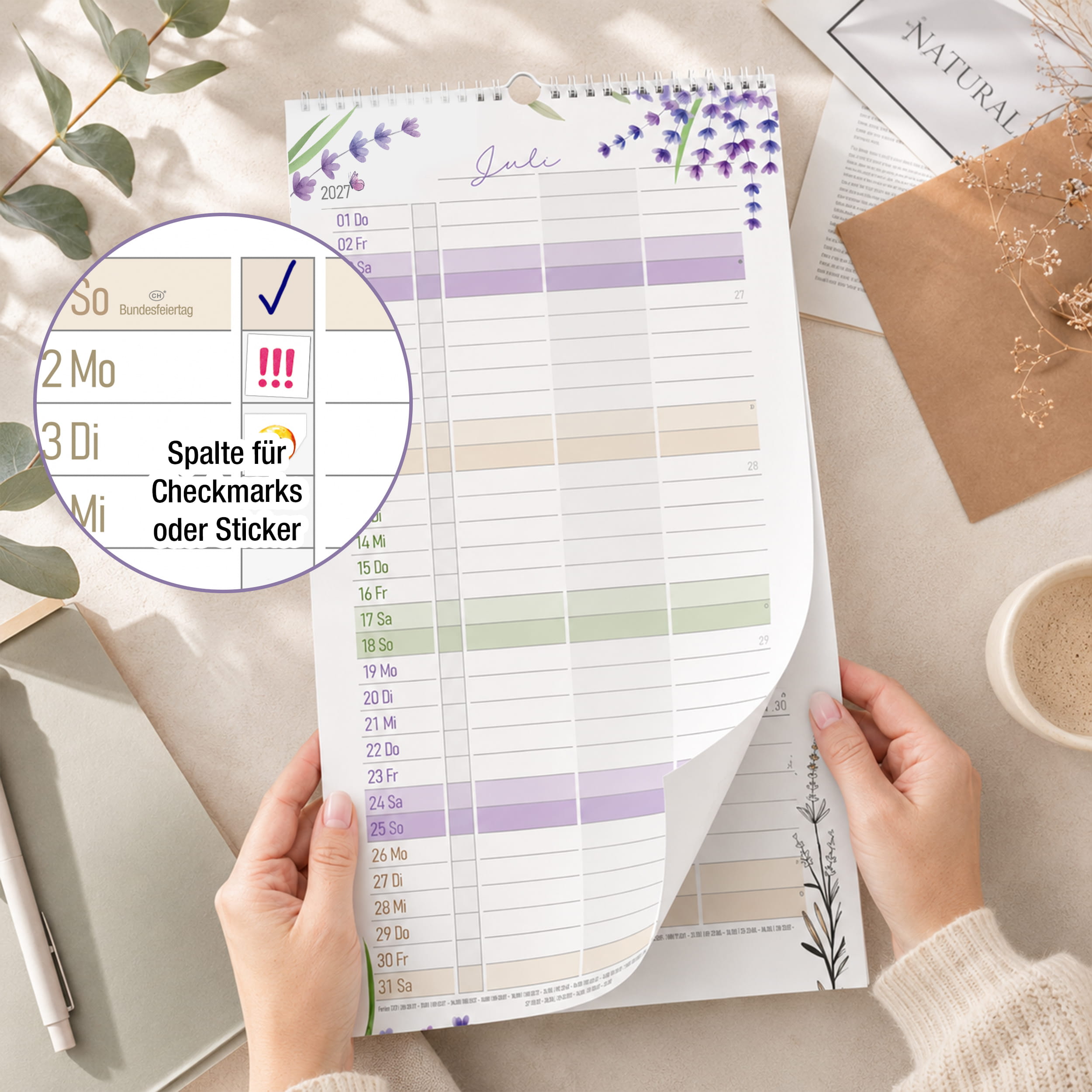 Paarkalender 2027 Olive – 3 Spalten Paarplaner