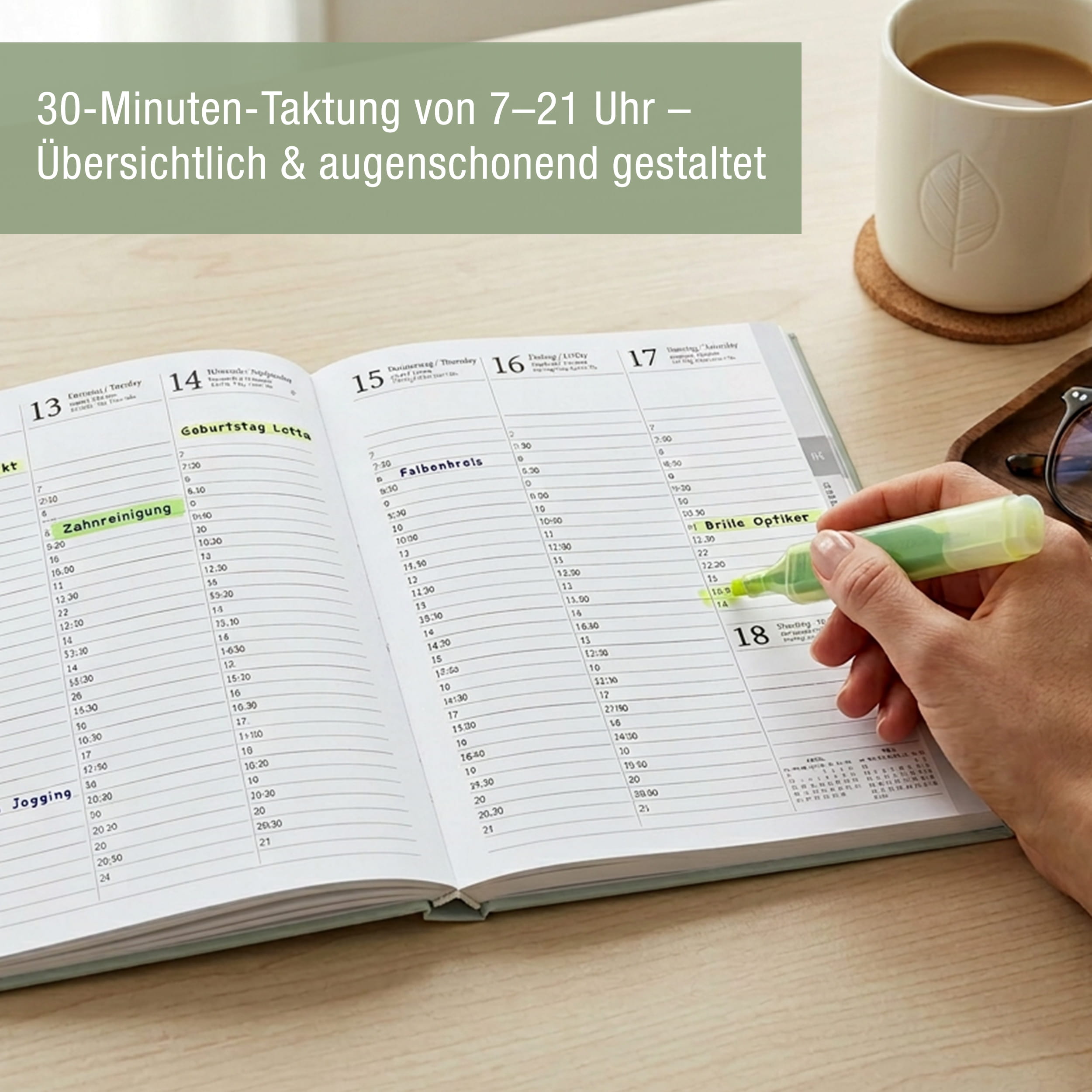 Buchkalender 2027 OptiPlaner Sage salbeigrün