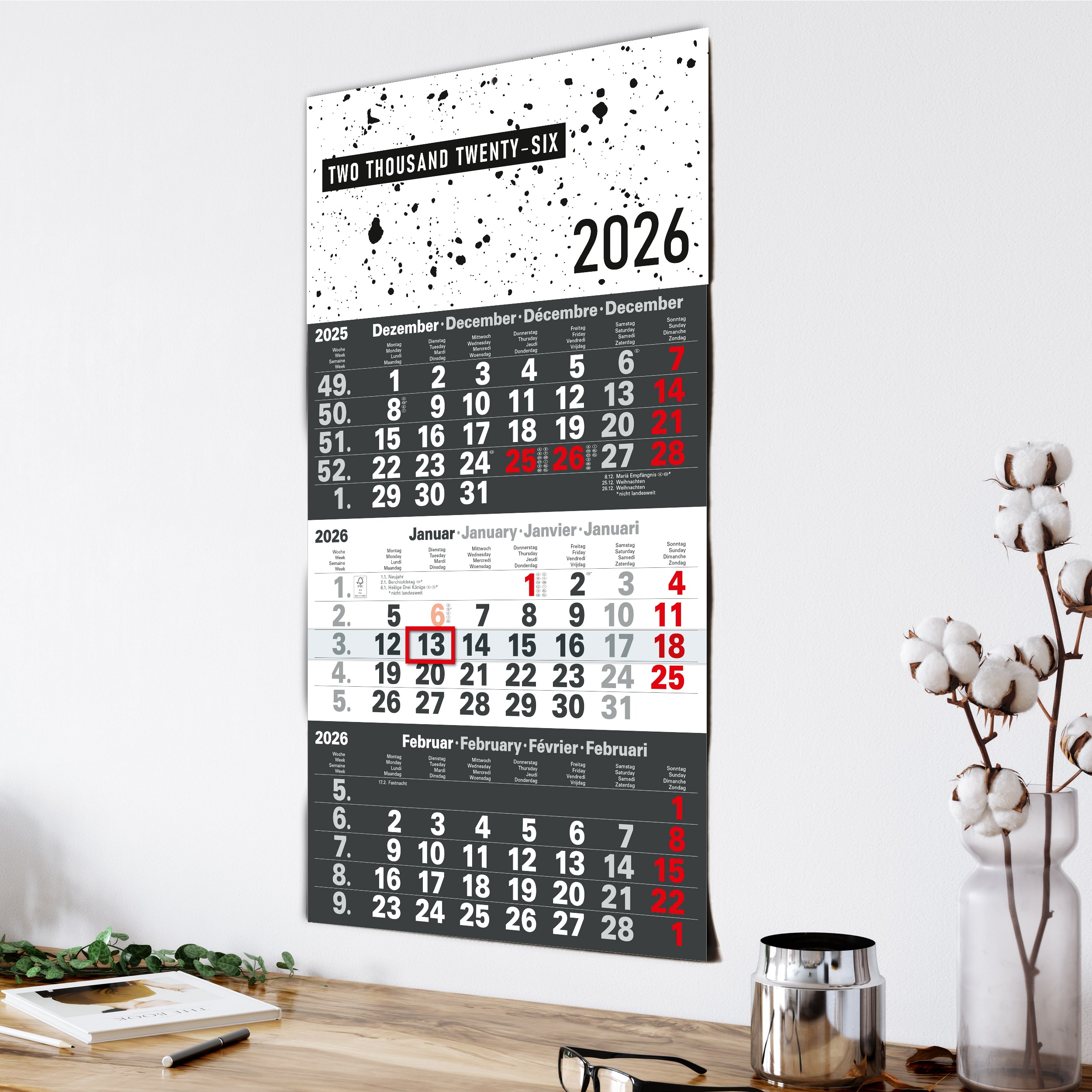 3-Monatskalender 2026 Design