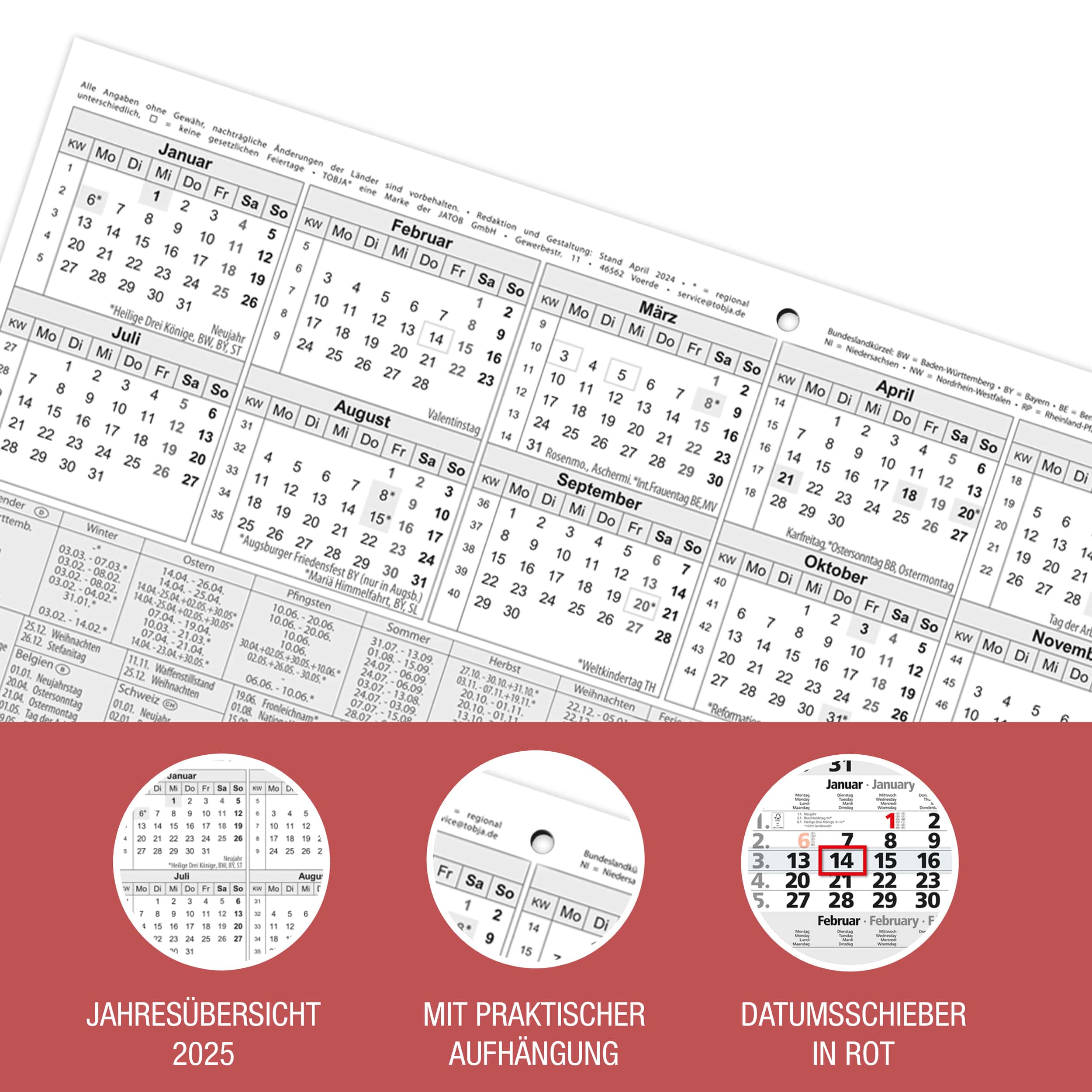 4-Monatskalender 2026 Einblatt