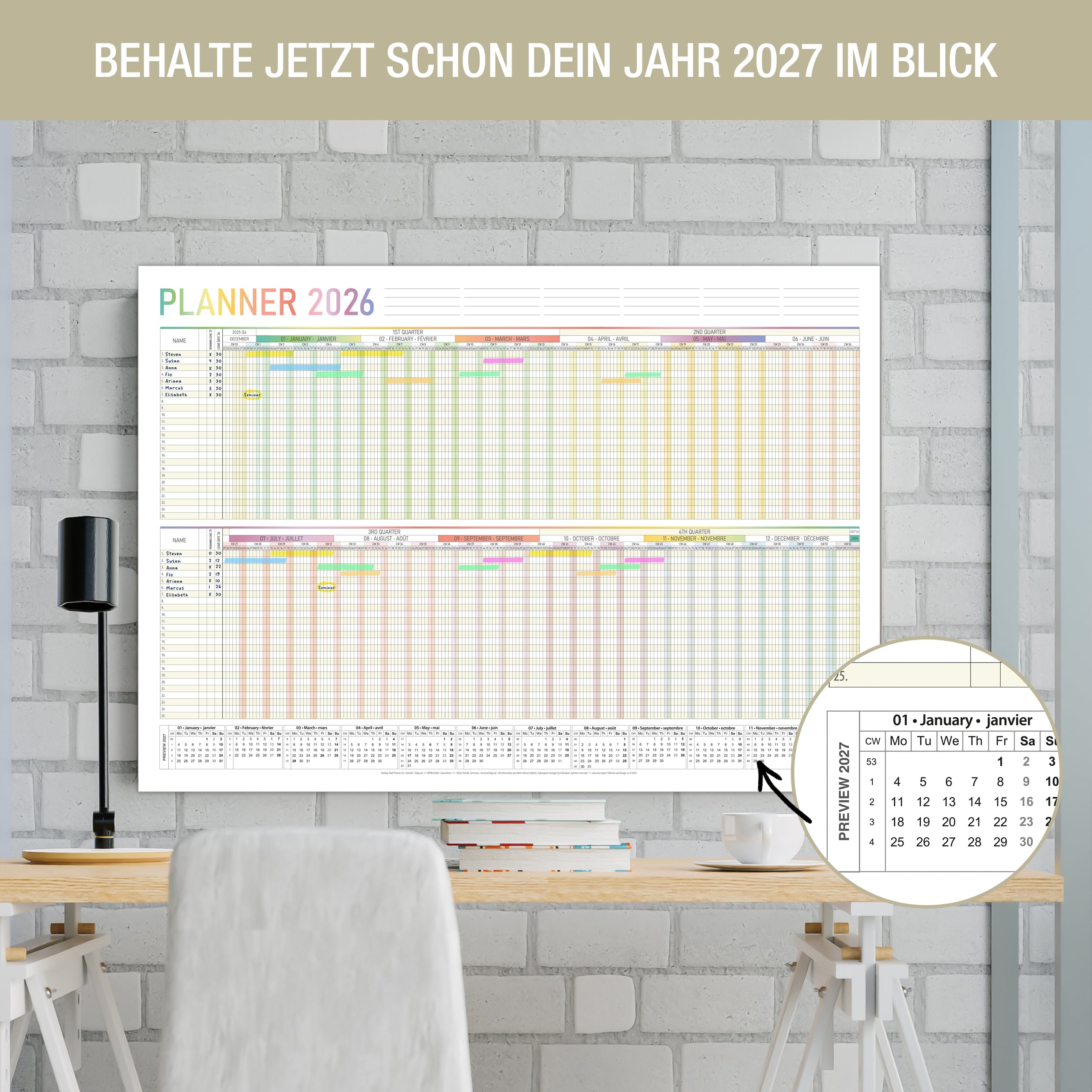 Urlaubsplaner 2026 EU-Version | Englisch | DIN A2
